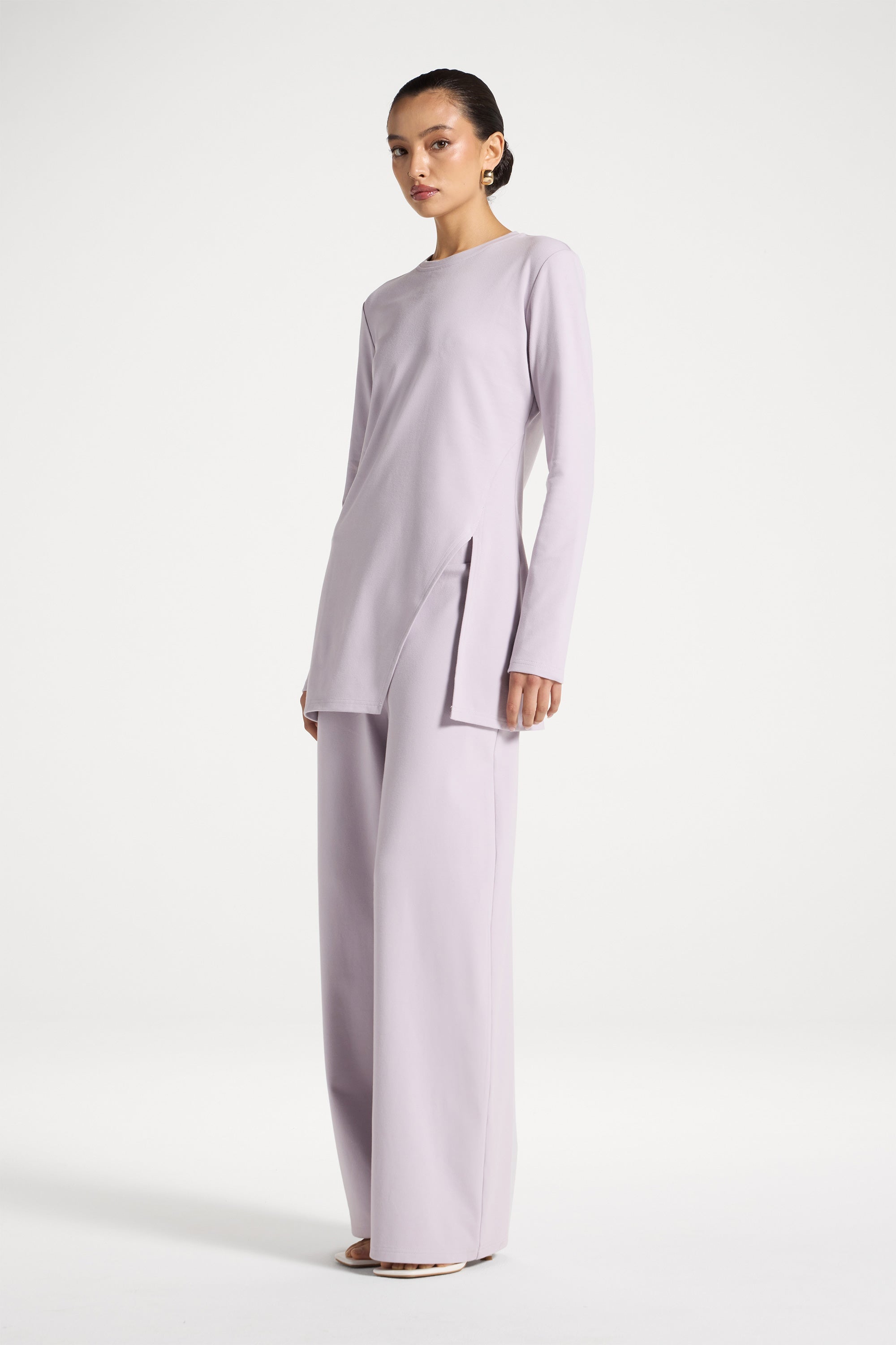 Ribbed Top & Pants Matching Set - Lilac Abayas Veiled
