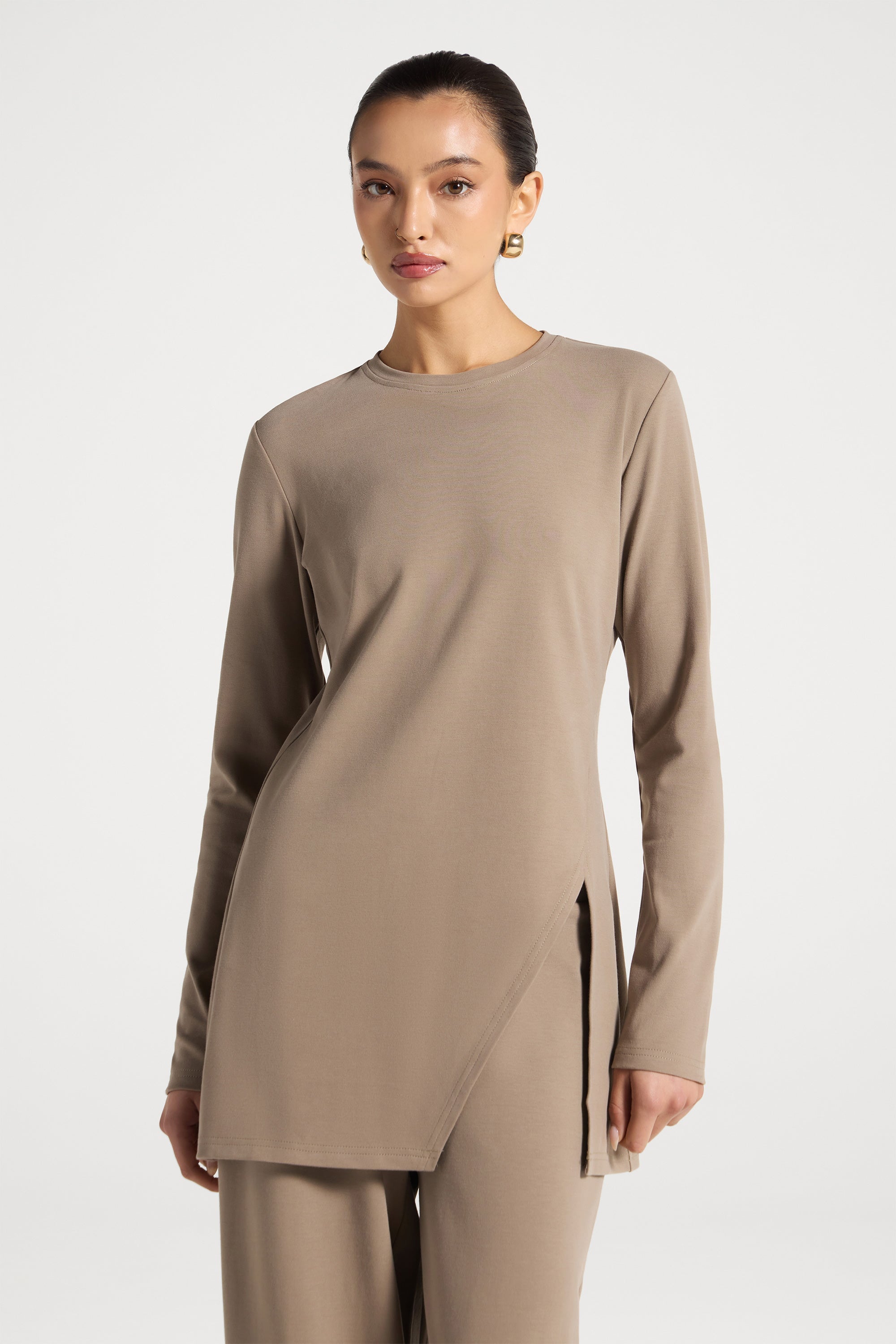 Ribbed Top & Pants Matching Set - Pebble Abayas Veiled