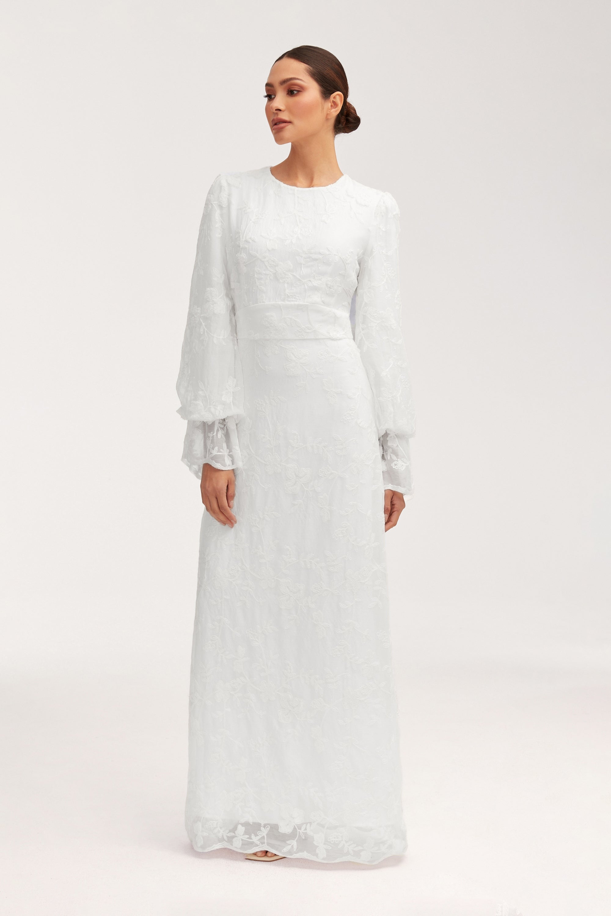 Romaissa White Lace Maxi Dress Clothing epschoolboard 