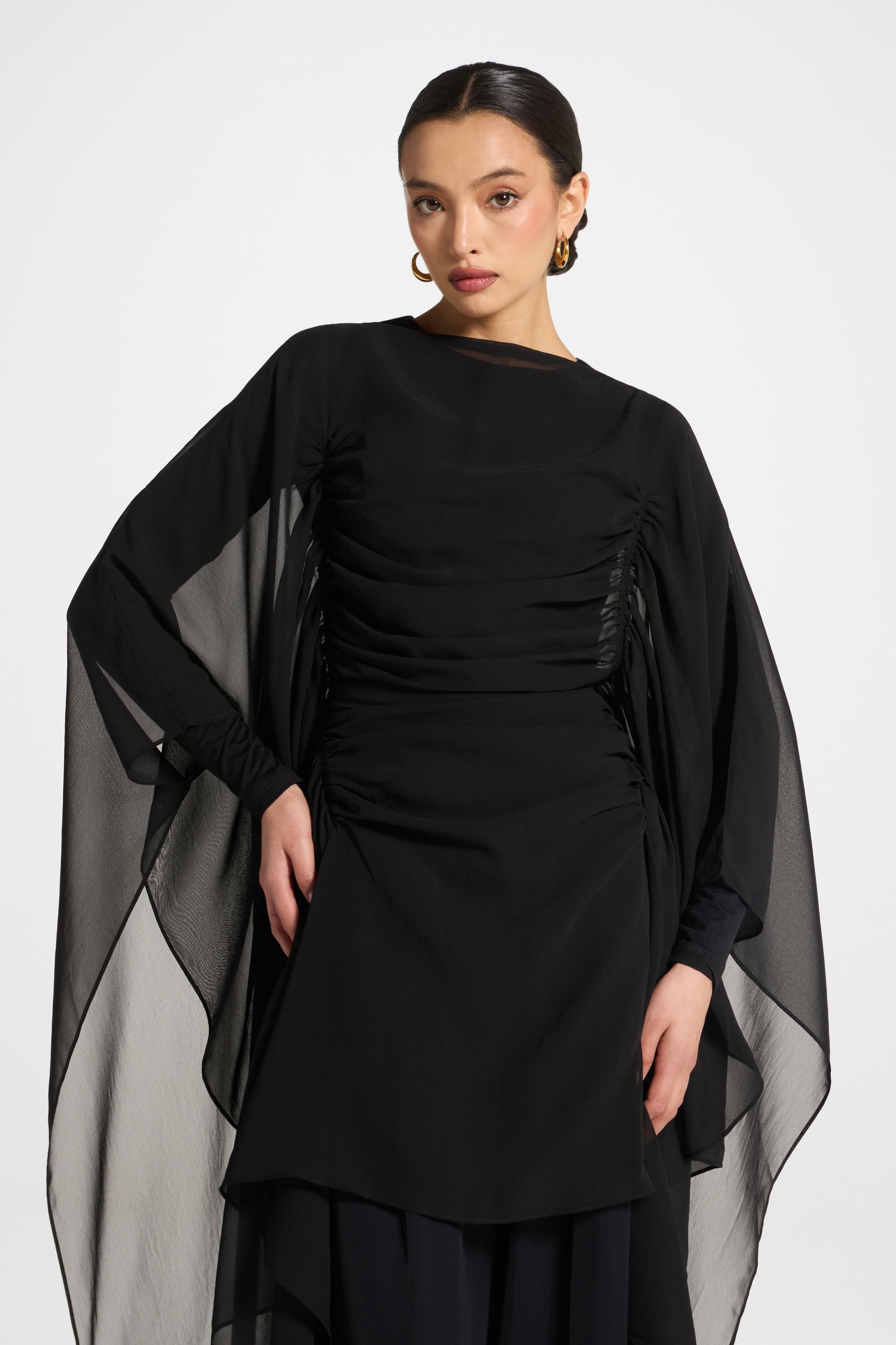 Rouched Cape Top - Black Abayas Veiled