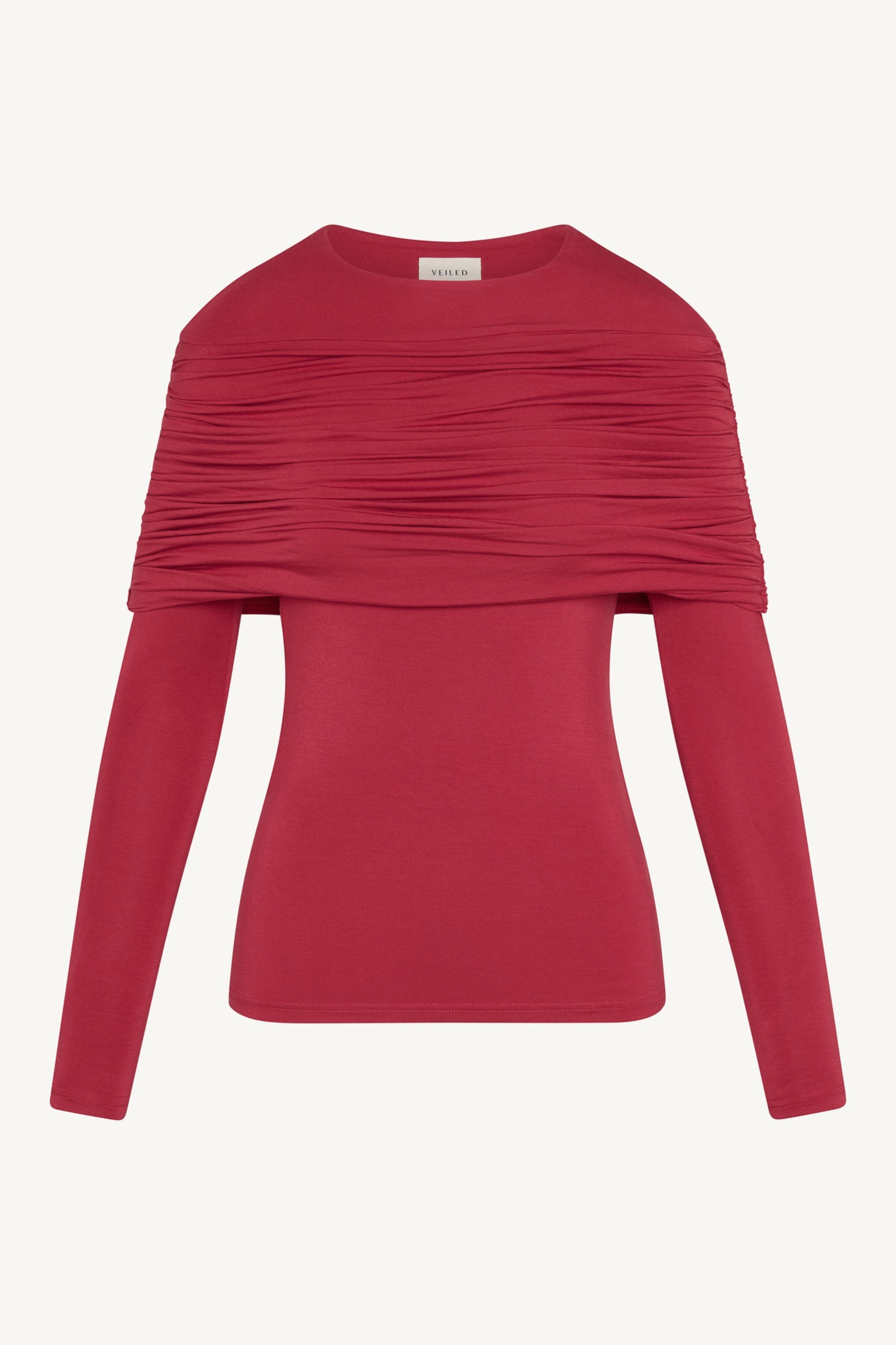Rouched Shoulder Top - Berry Abayas Veiled