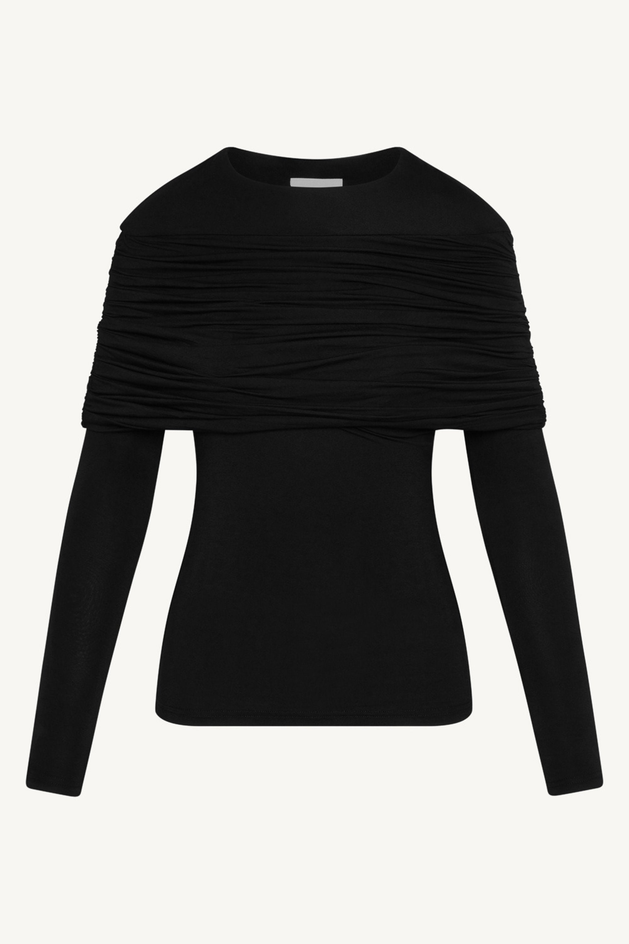 Rouched Shoulder Top - Black Abayas Veiled