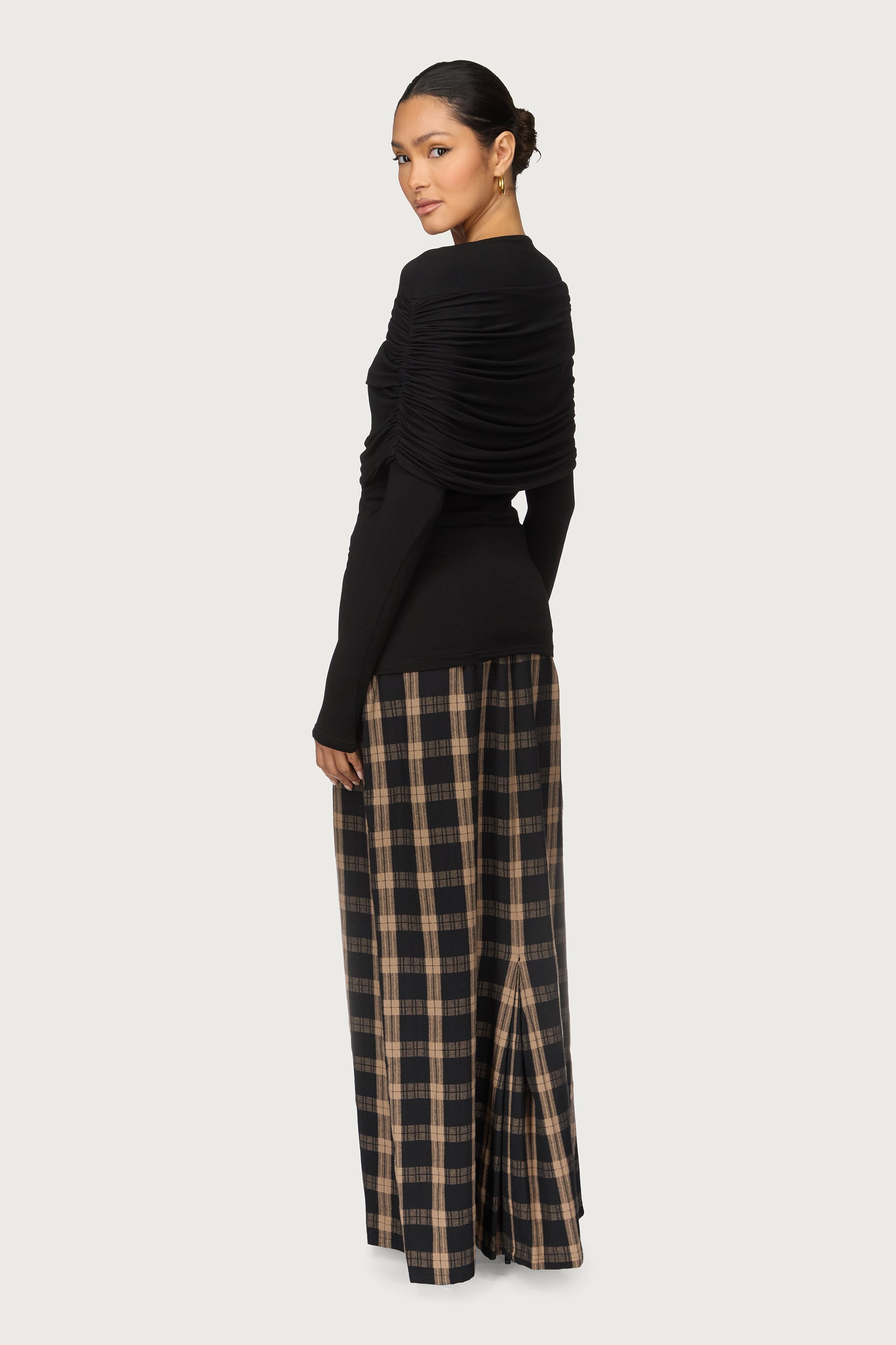 Rouched Shoulder Top - Black Abayas Veiled