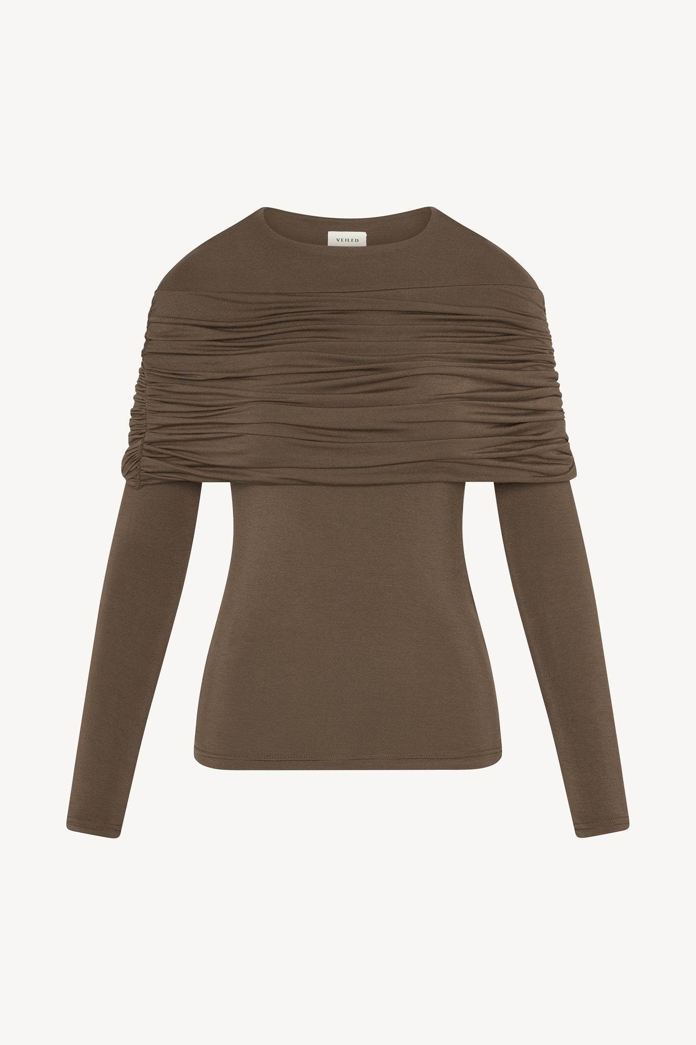 Rouched Shoulder Top - Chocolate Abayas Veiled