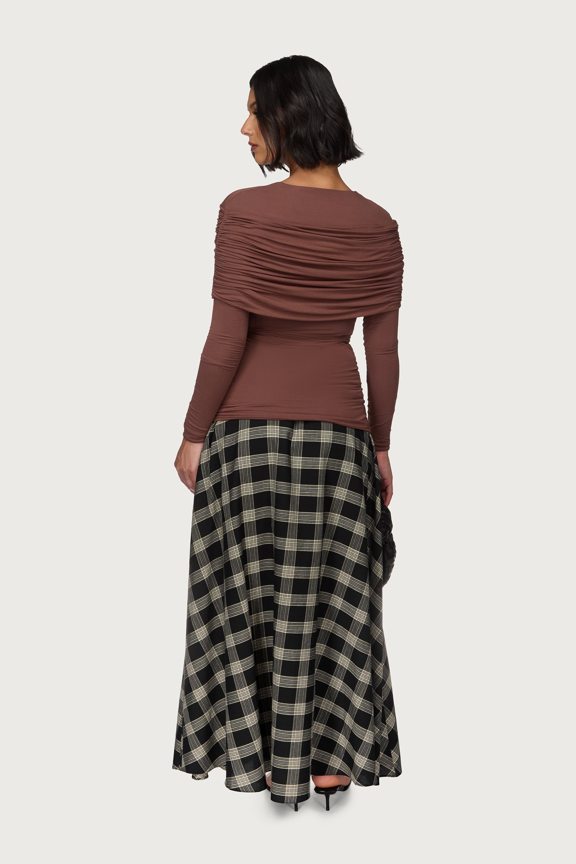 Rouched Shoulder Top - Cocoa Abayas Veiled