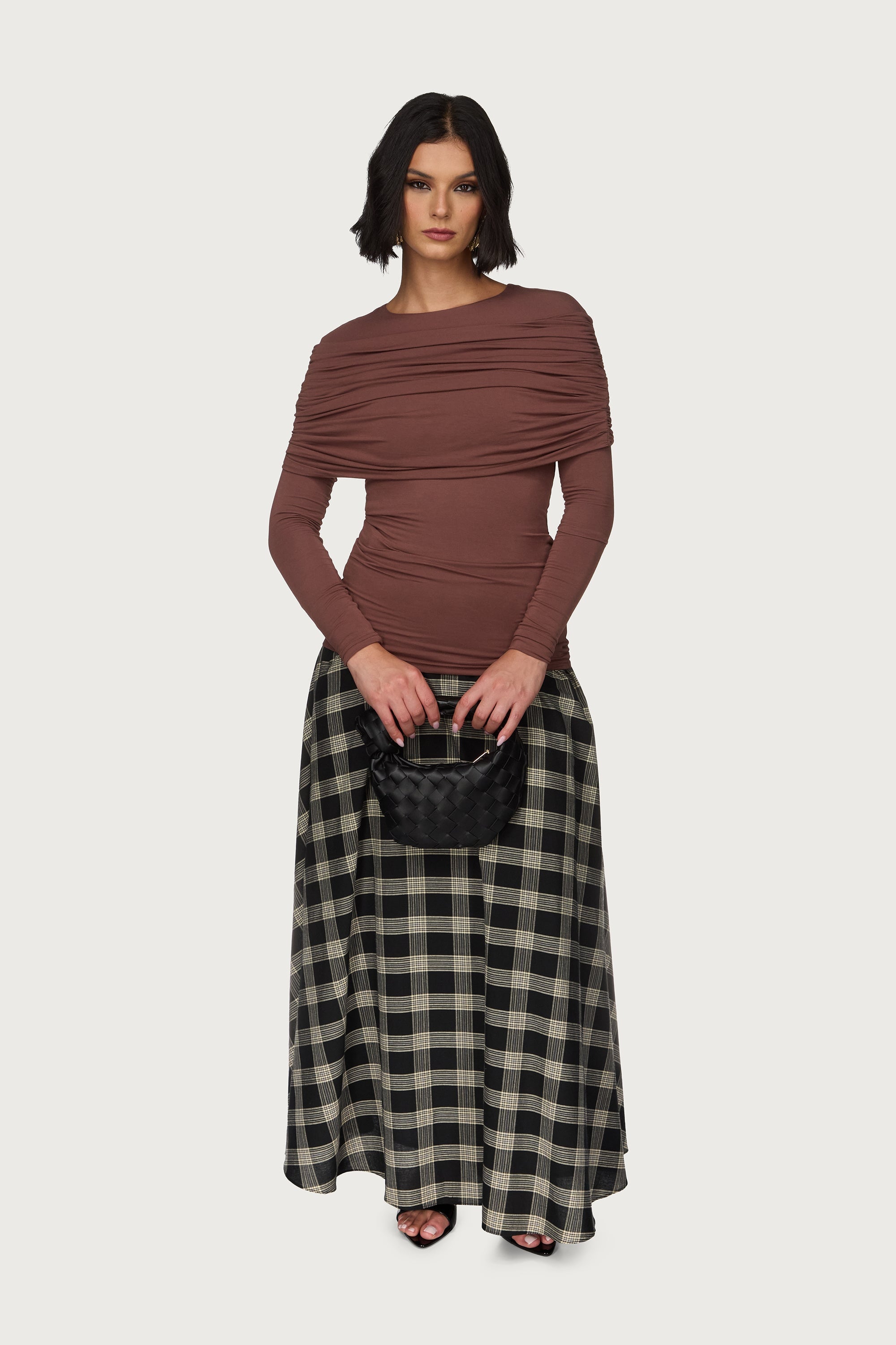Rouched Shoulder Top - Cocoa Abayas Veiled
