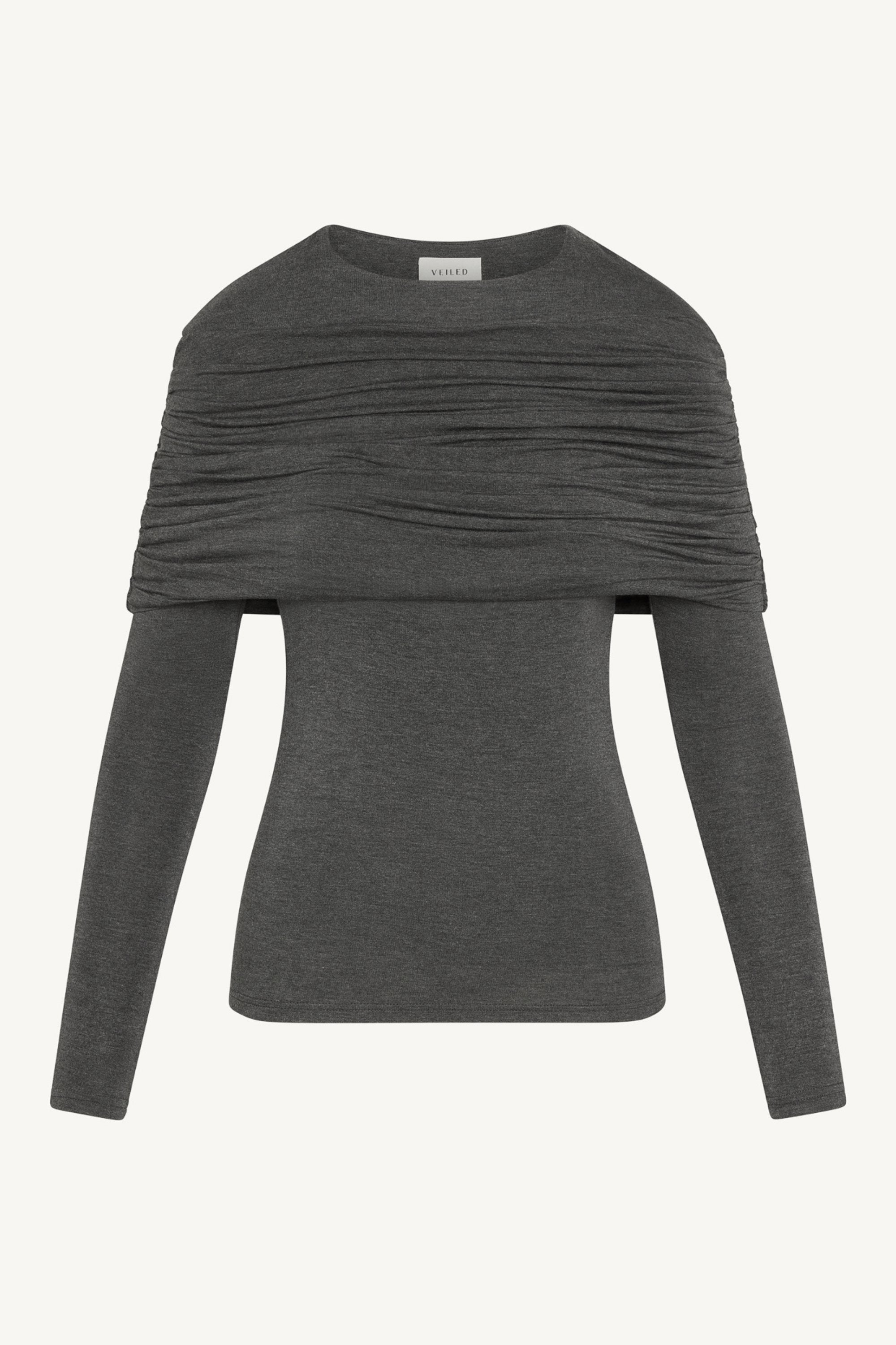 Rouched Shoulder Top - Dark Charcoal Abayas Veiled
