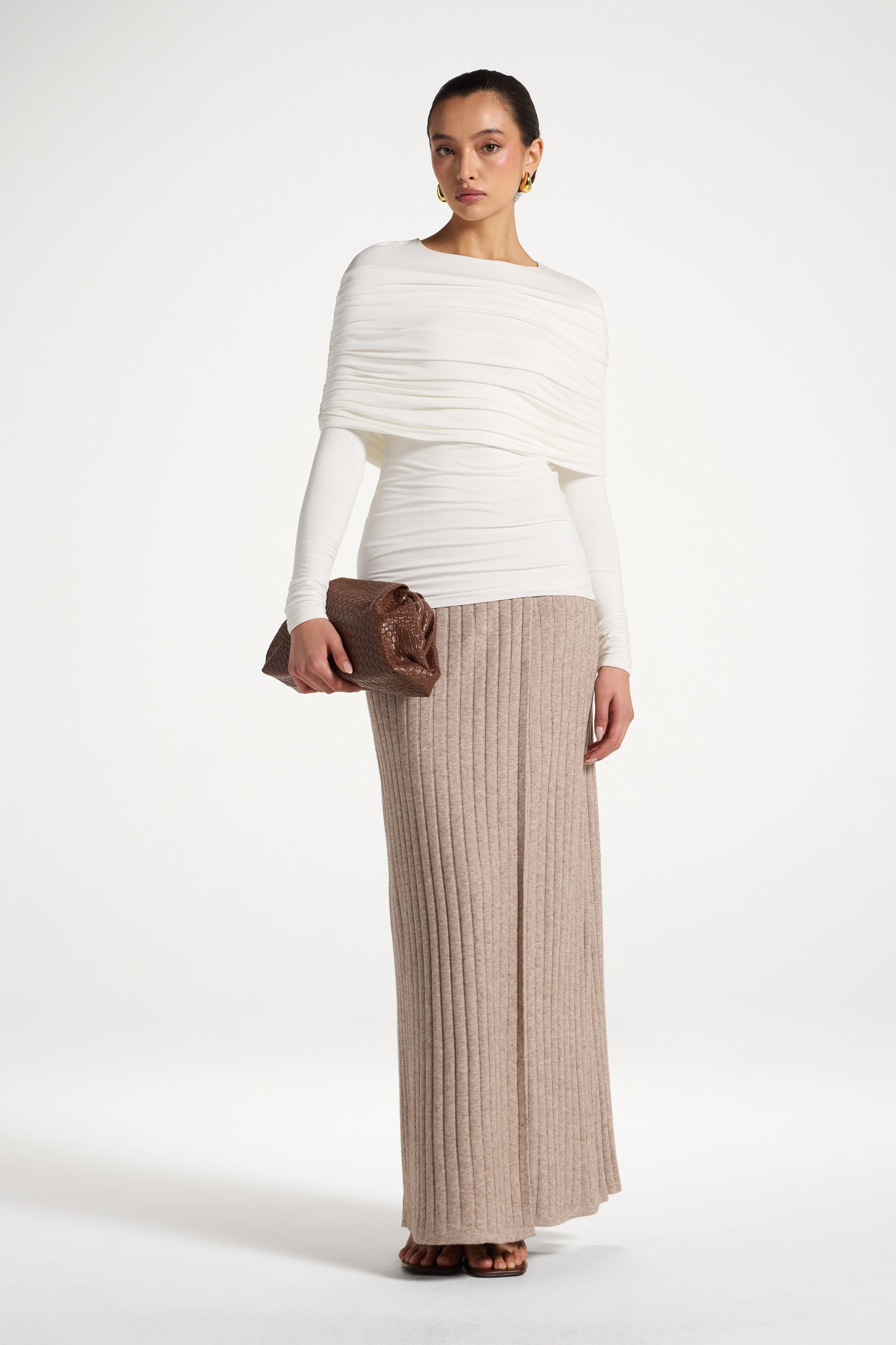 Rouched Shoulder Top - White Abayas Veiled