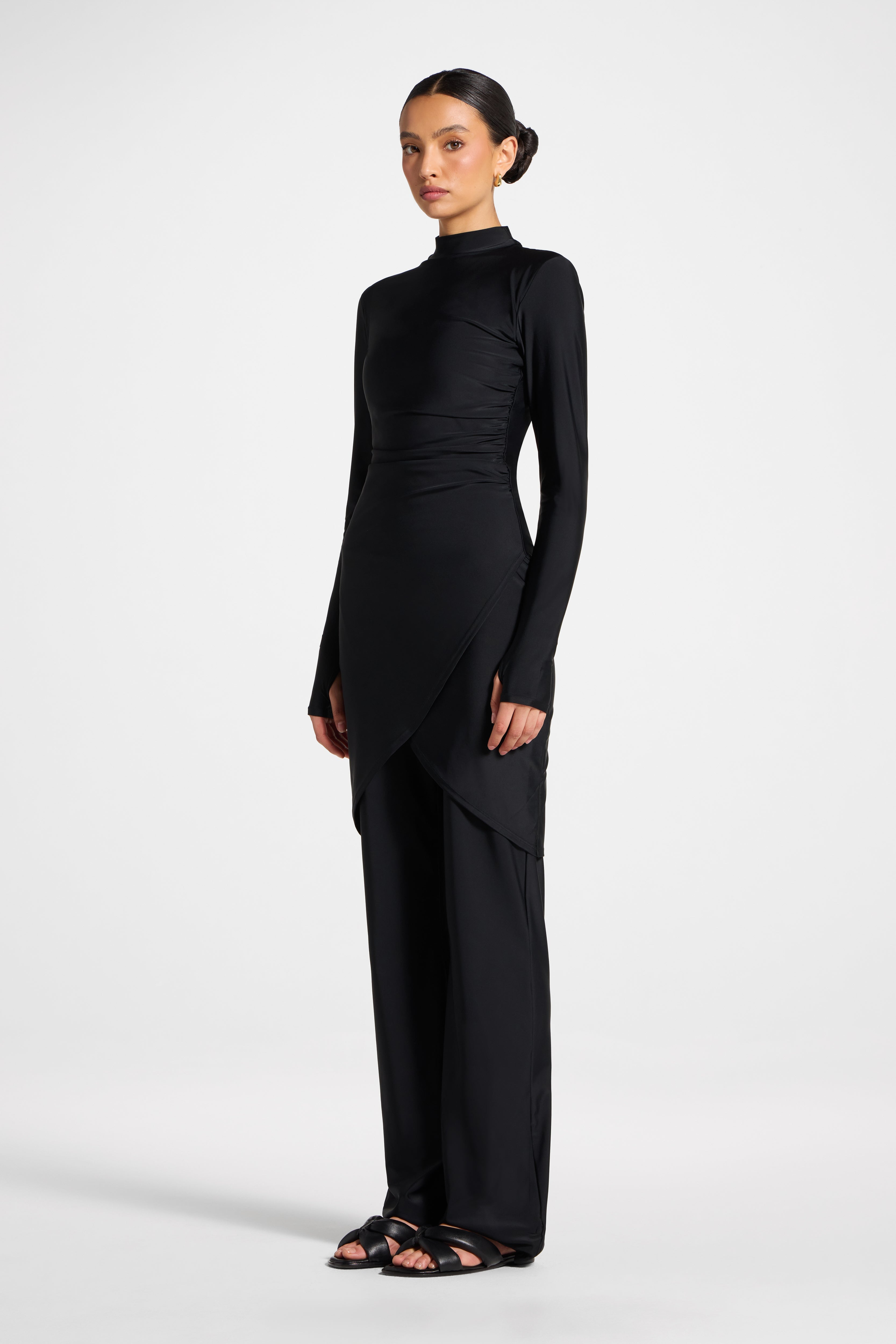 Rouched Swim Tunic - Black Swim Veiled