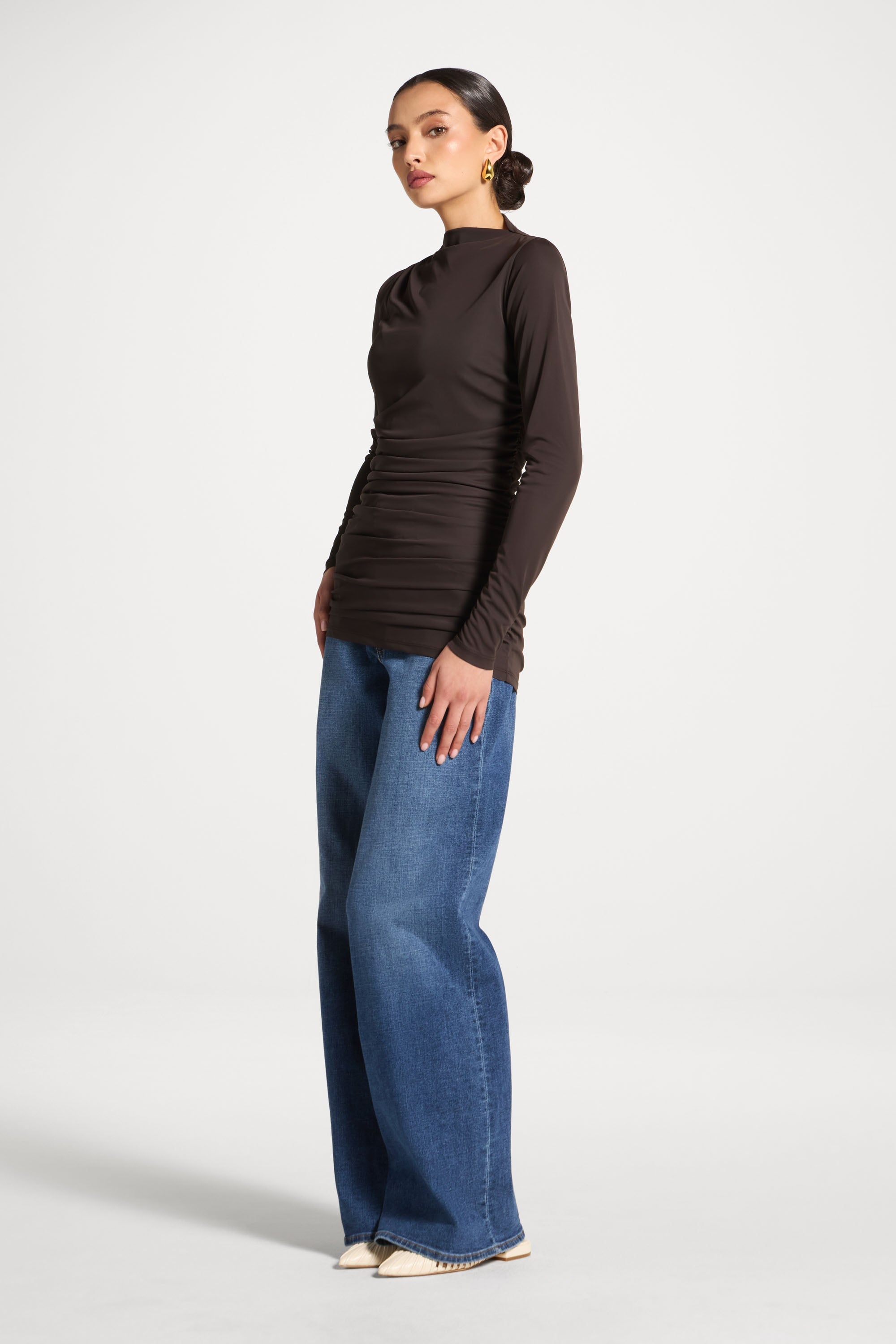 Rouched Top - Chocolate Abayas Veiled