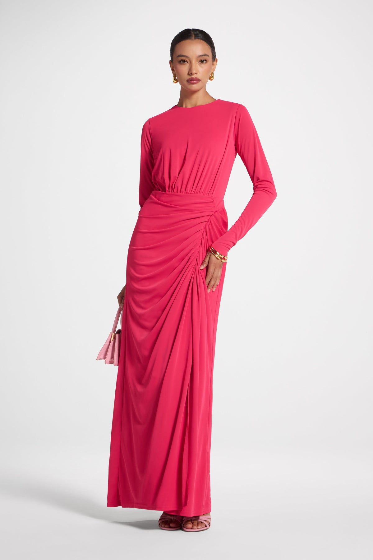 Rouched Wrap Maxi Dress - Azalea Abayas Veiled