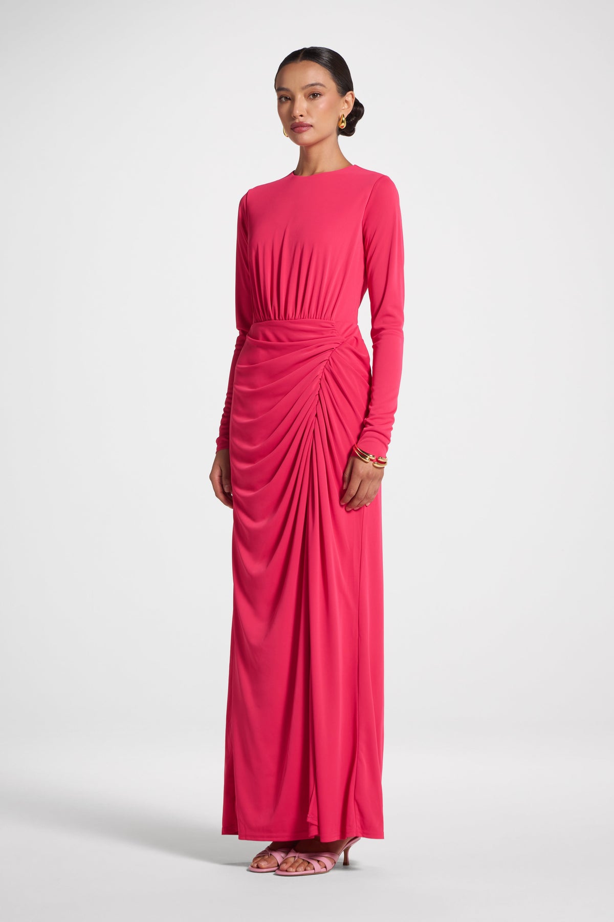 Rouched Wrap Maxi Dress - Azalea Abayas Veiled