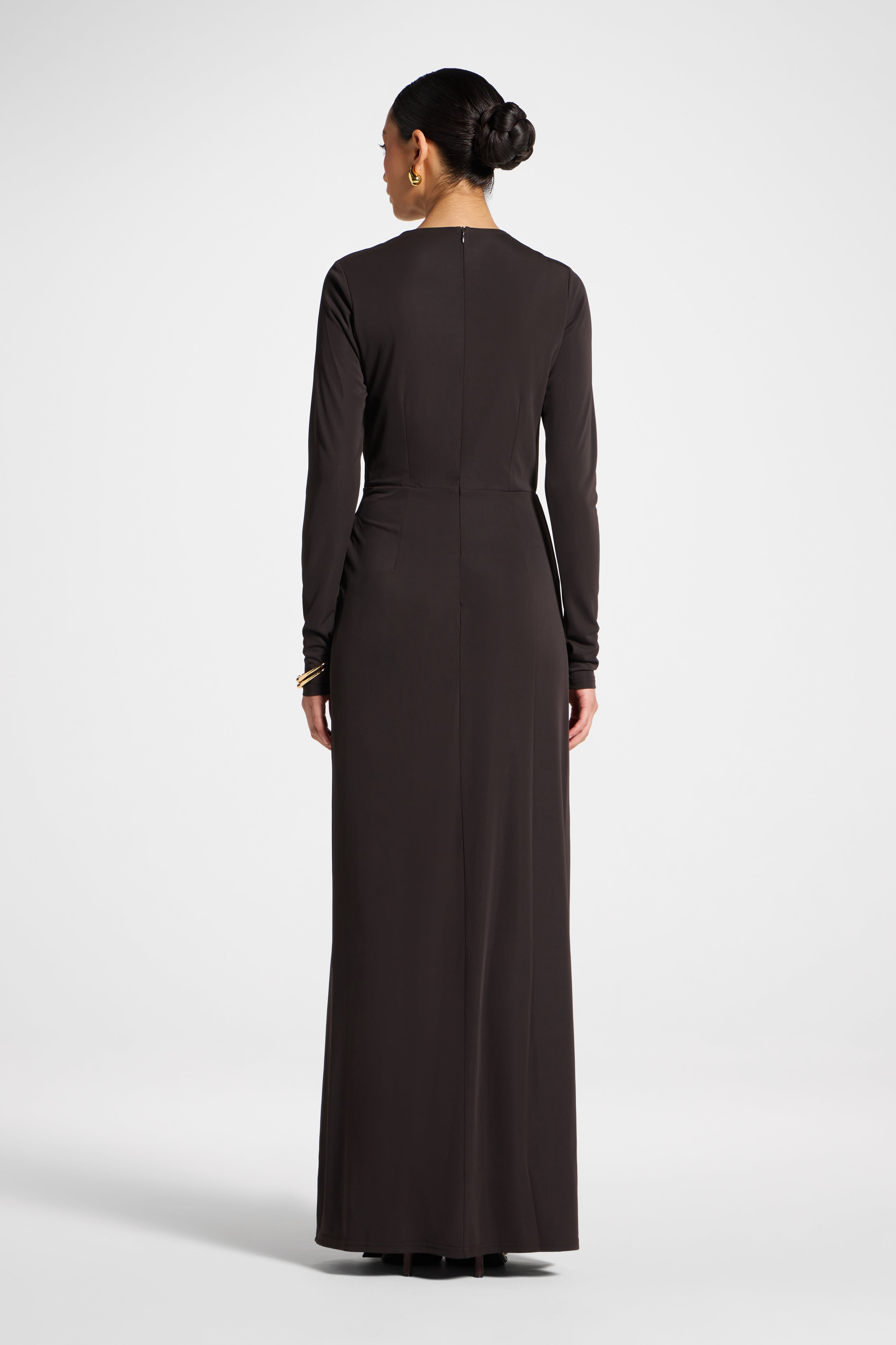 Rouched Wrap Maxi Dress - Chocolate Torte Abayas Veiled