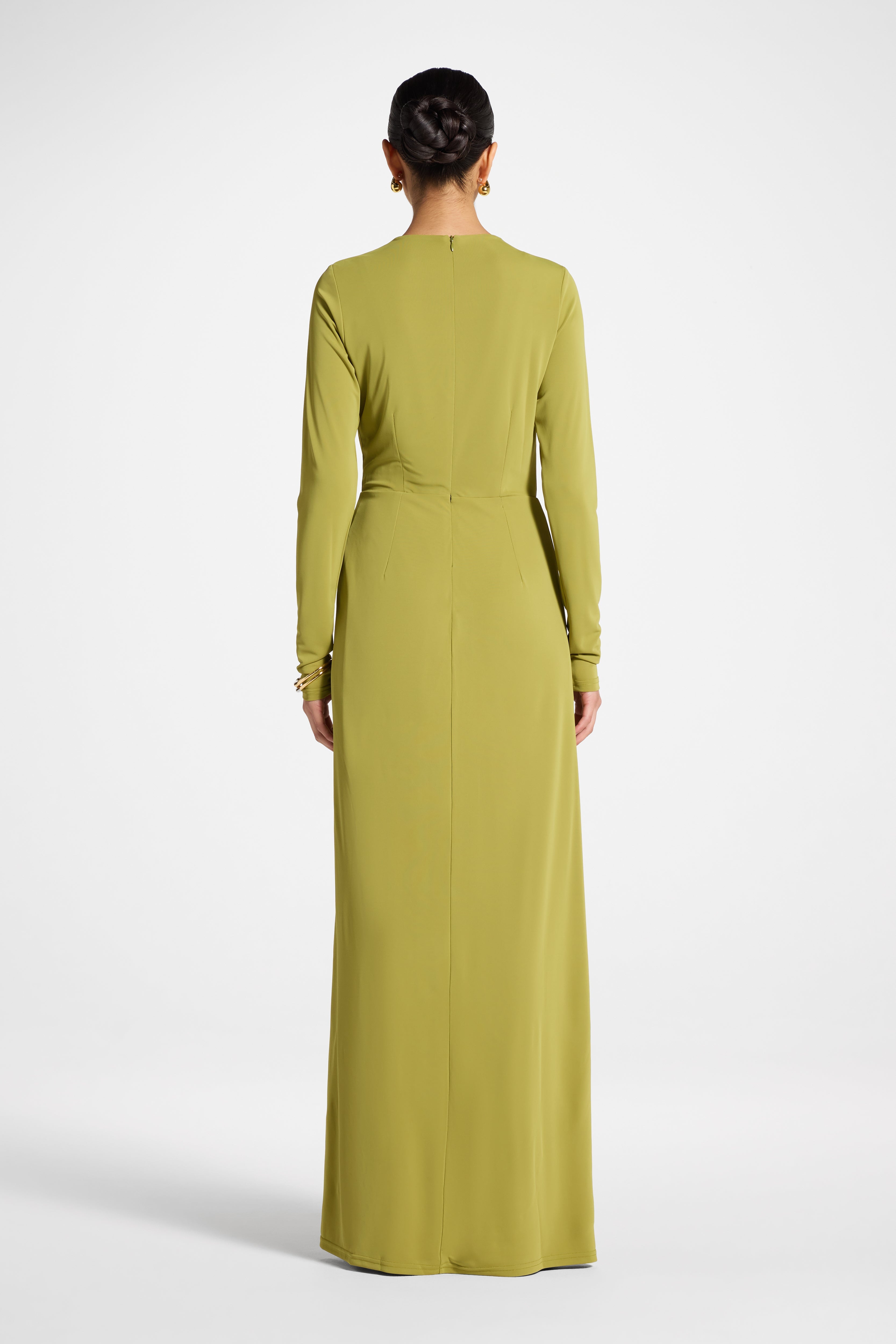 Rouched Wrap Maxi Dress - Evergreen Abayas Veiled
