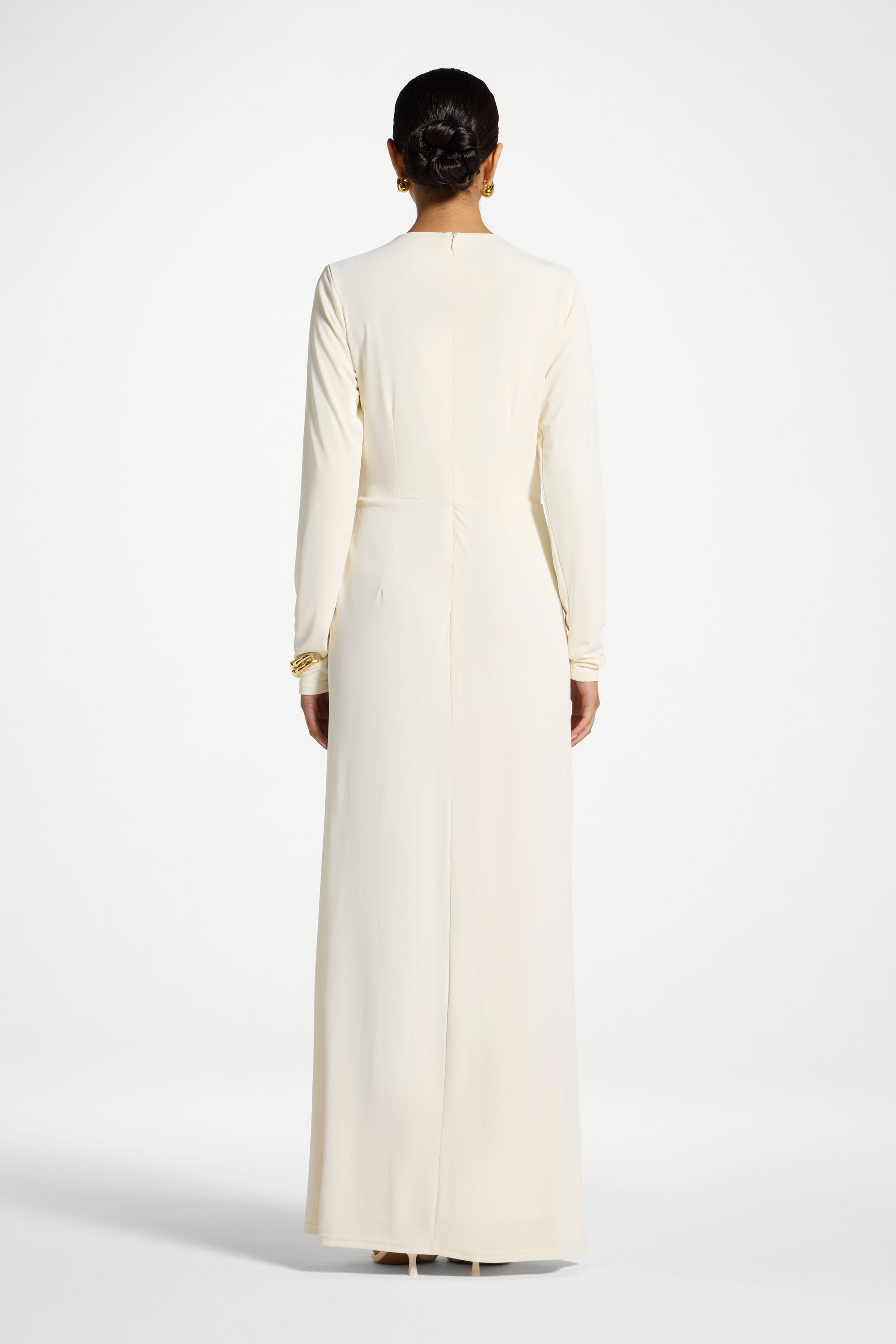 Rouched Wrap Maxi Dress - Ivory Abayas Veiled