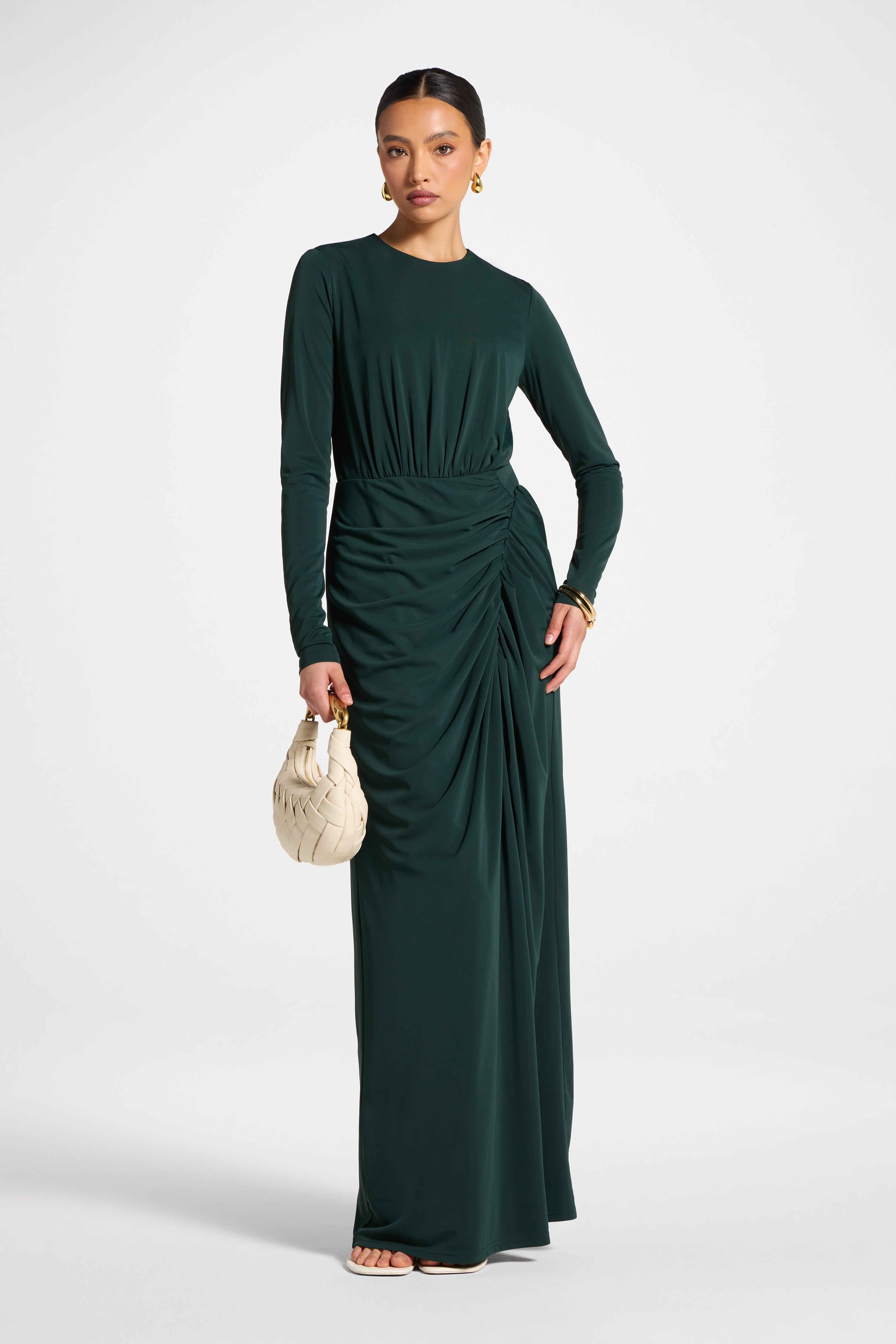 Rouched Wrap Maxi Dress - Scarab Abayas Veiled