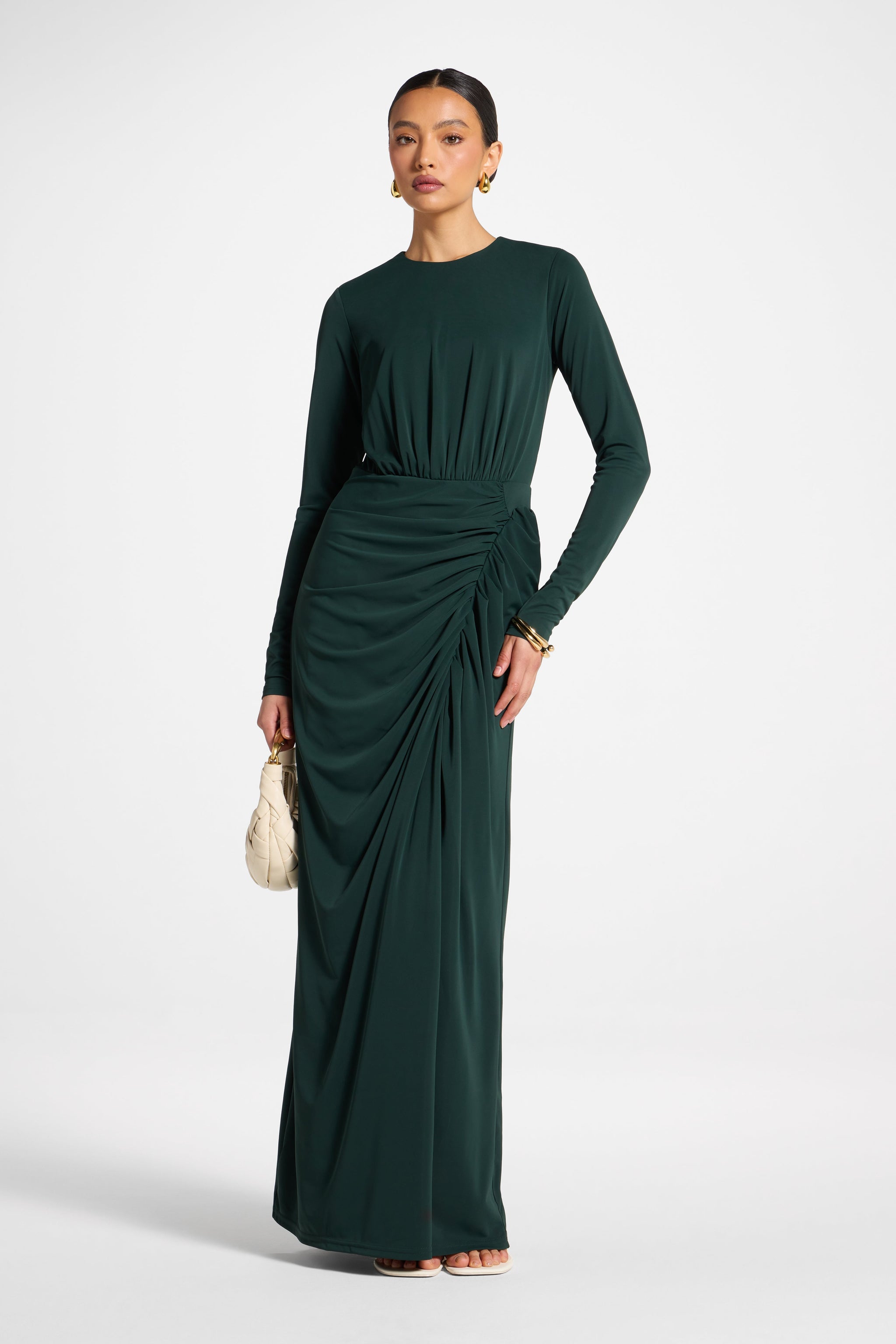 Rouched Wrap Maxi Dress - Scarab Rouched Wrap Maxi Dress - Scarab