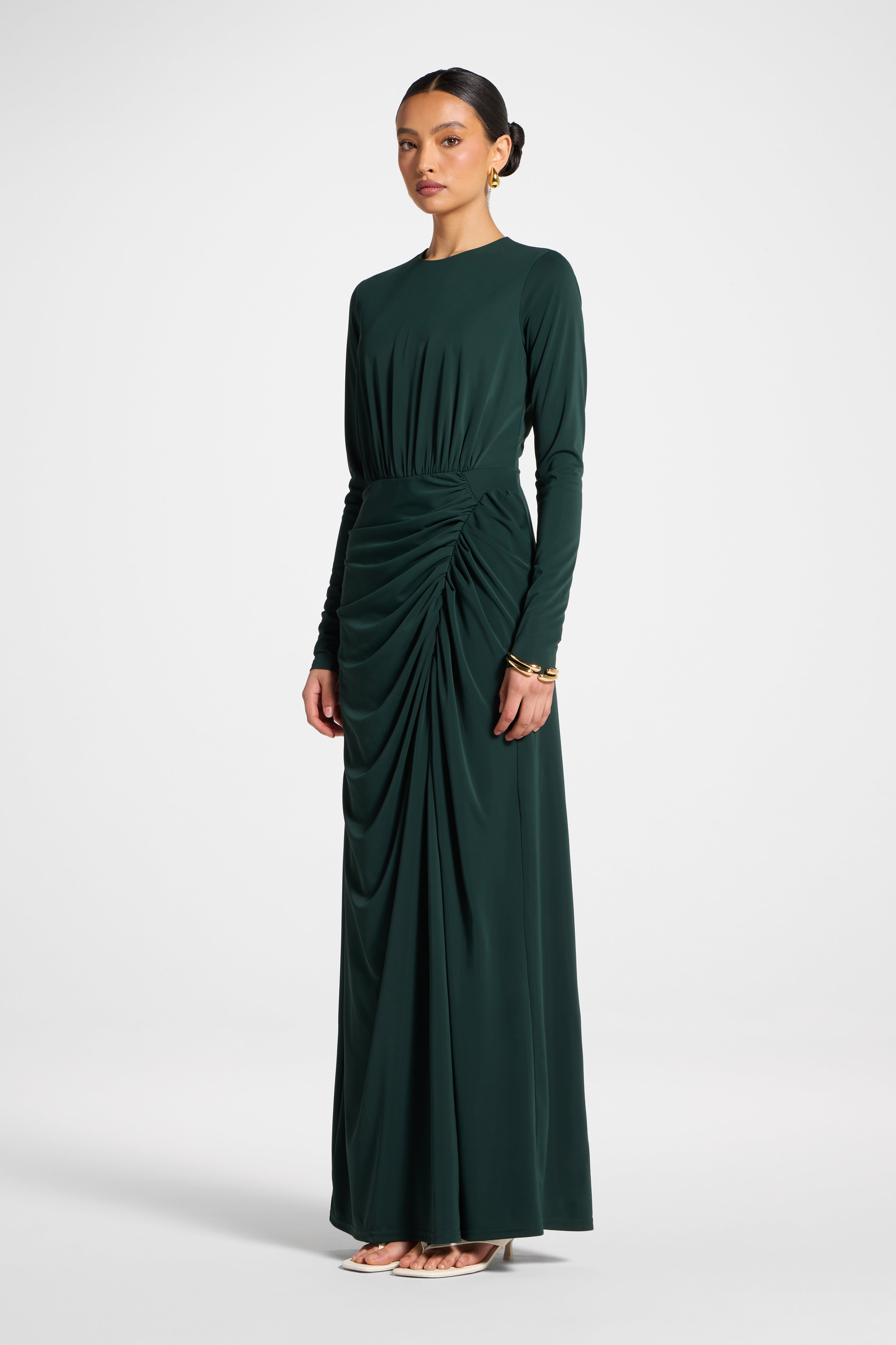 Rouched Wrap Maxi Dress - Scarab Abayas Veiled