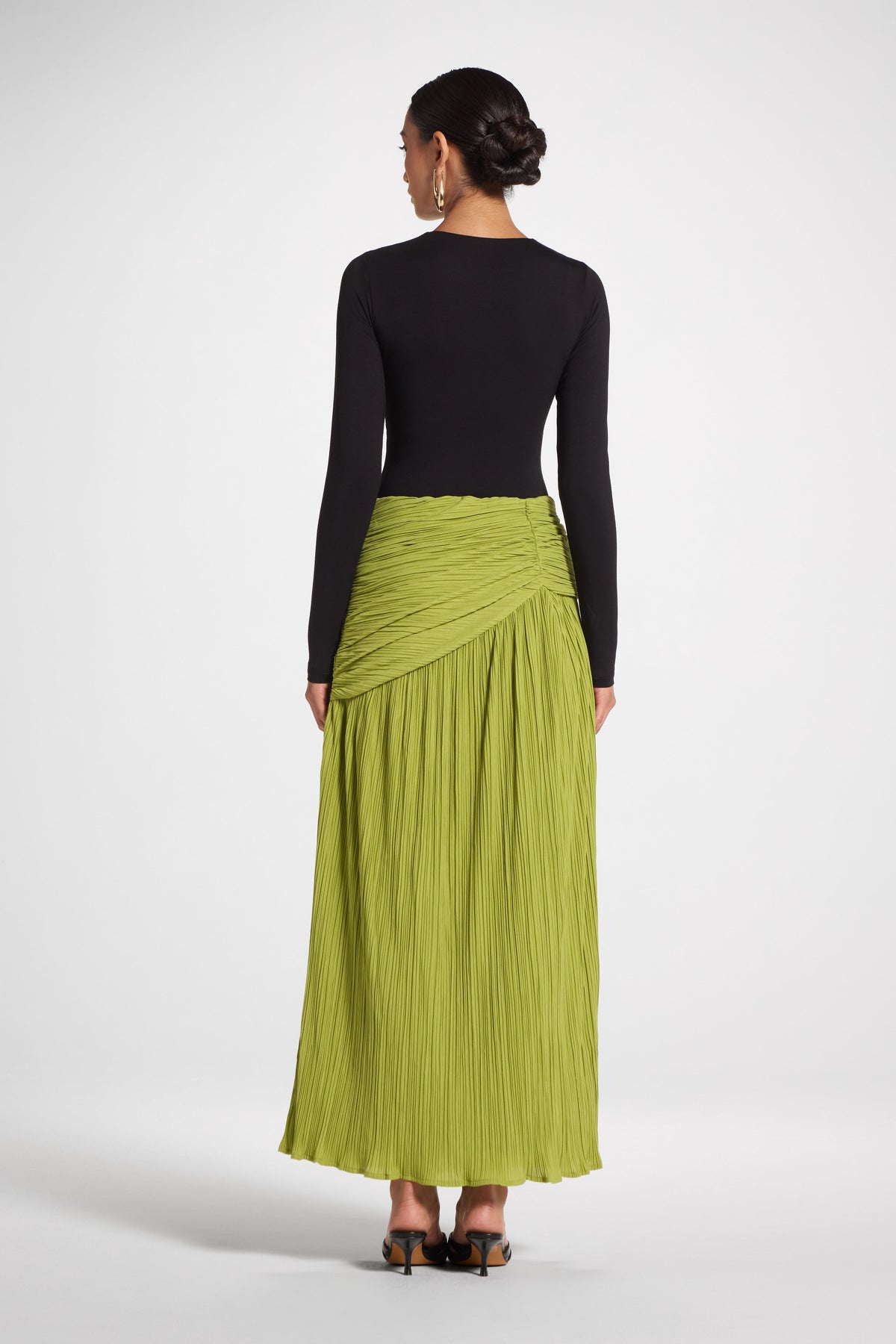Ruched Panel Maxi Skirt - Cypress Skirt Veiled