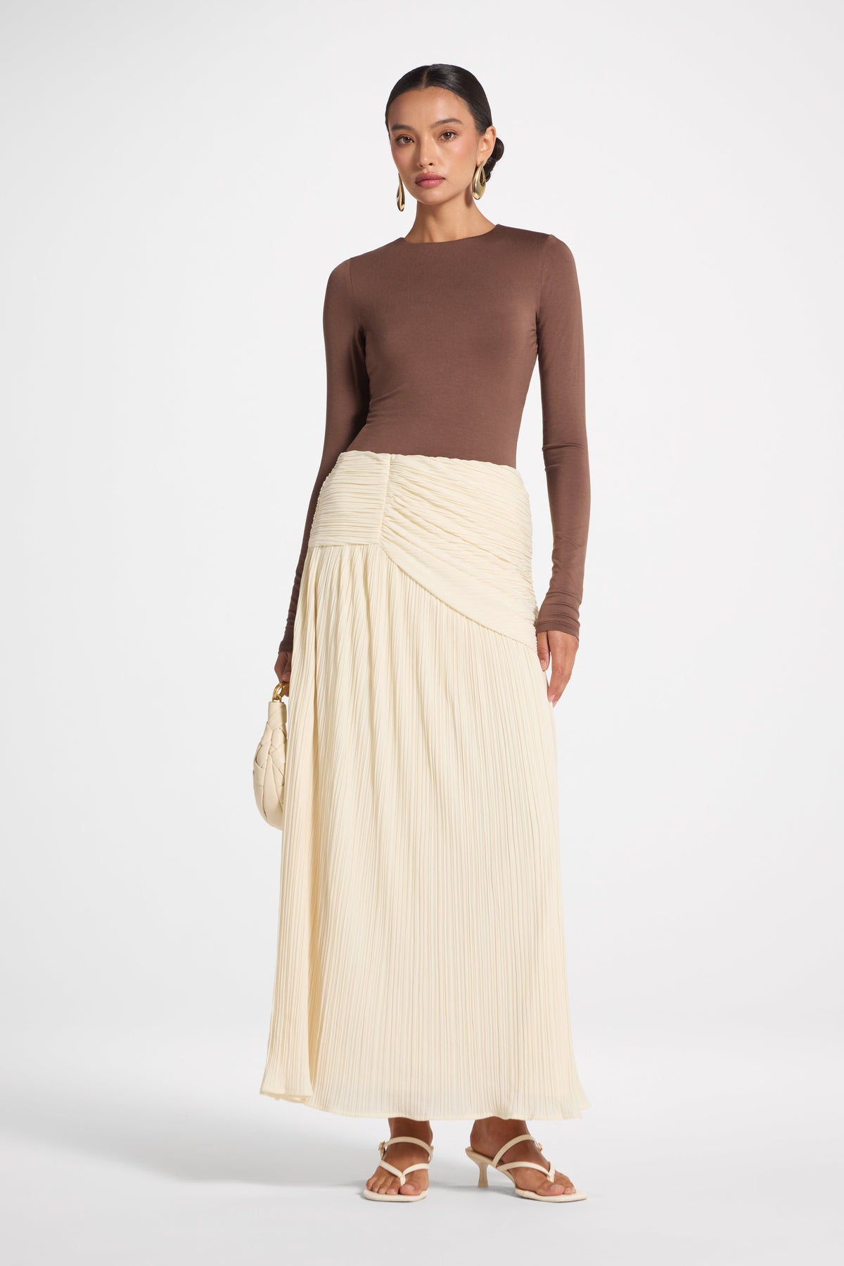 Ruched Panel Maxi Skirt - Moonlight Skirt Veiled