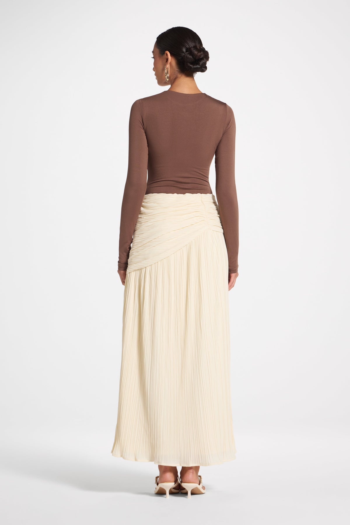 Ruched Panel Maxi Skirt - Moonlight Skirt Veiled