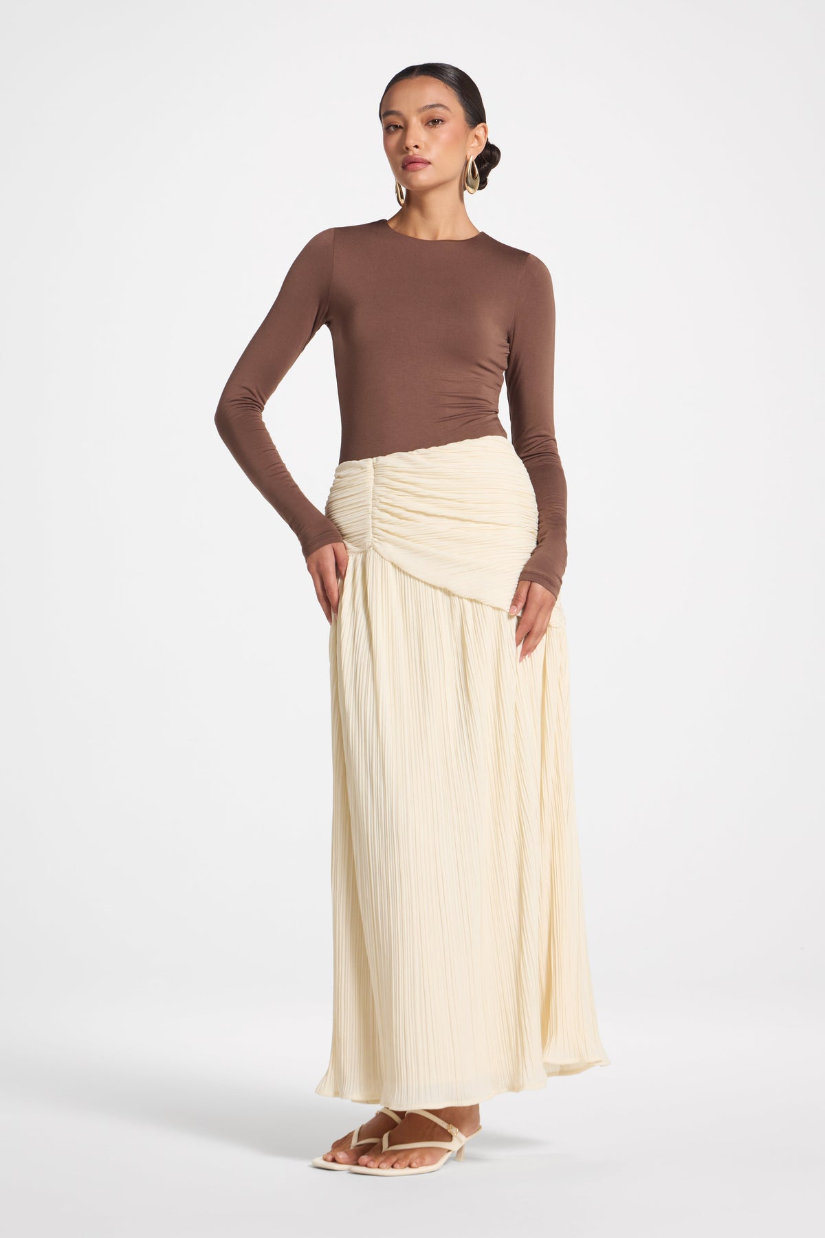 Ruched Panel Maxi Skirt - Moonlight Skirt Veiled