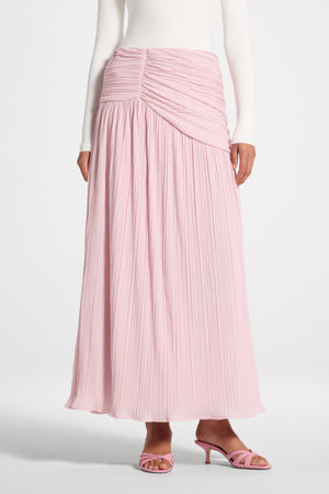 Ruched Panel Maxi Skirt - Soft Pink