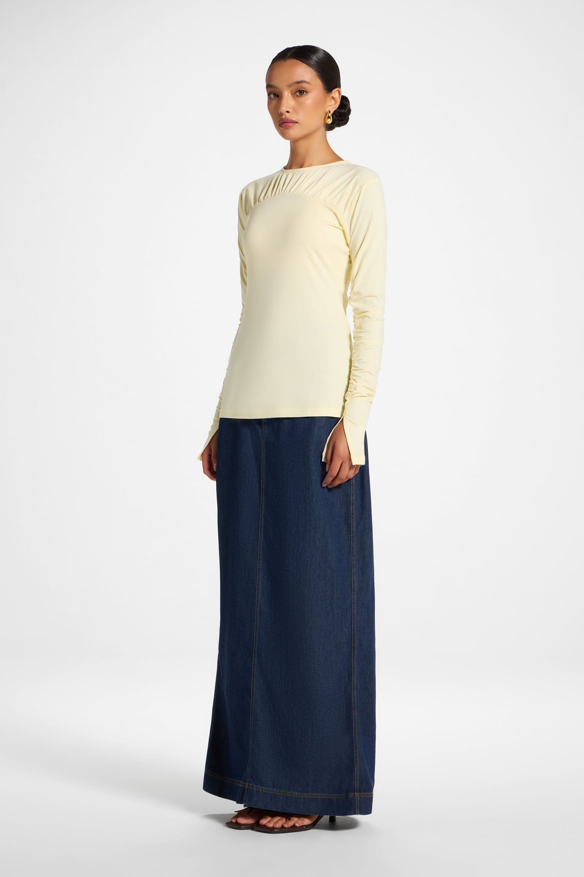 Ruched Sleeve Top - Butter Top Veiled