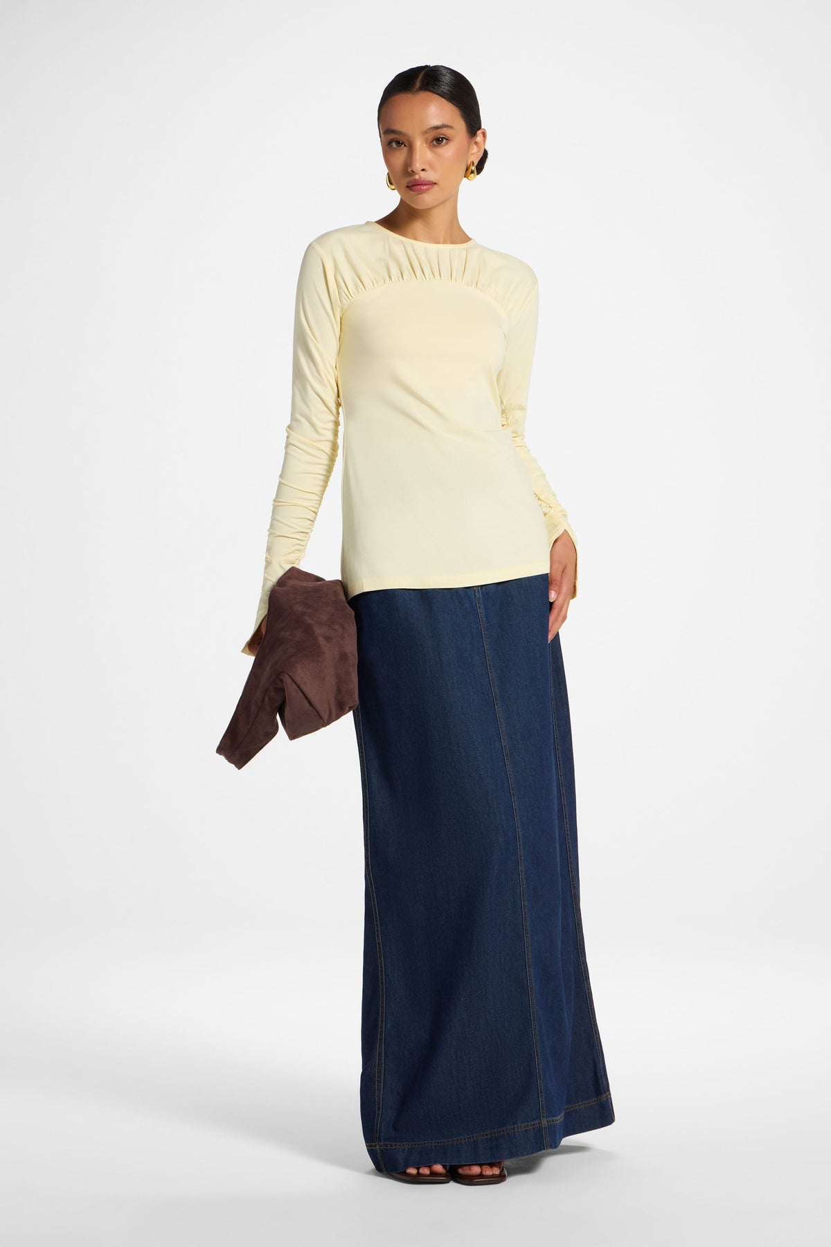 Ruched Sleeve Top - Butter Top Veiled