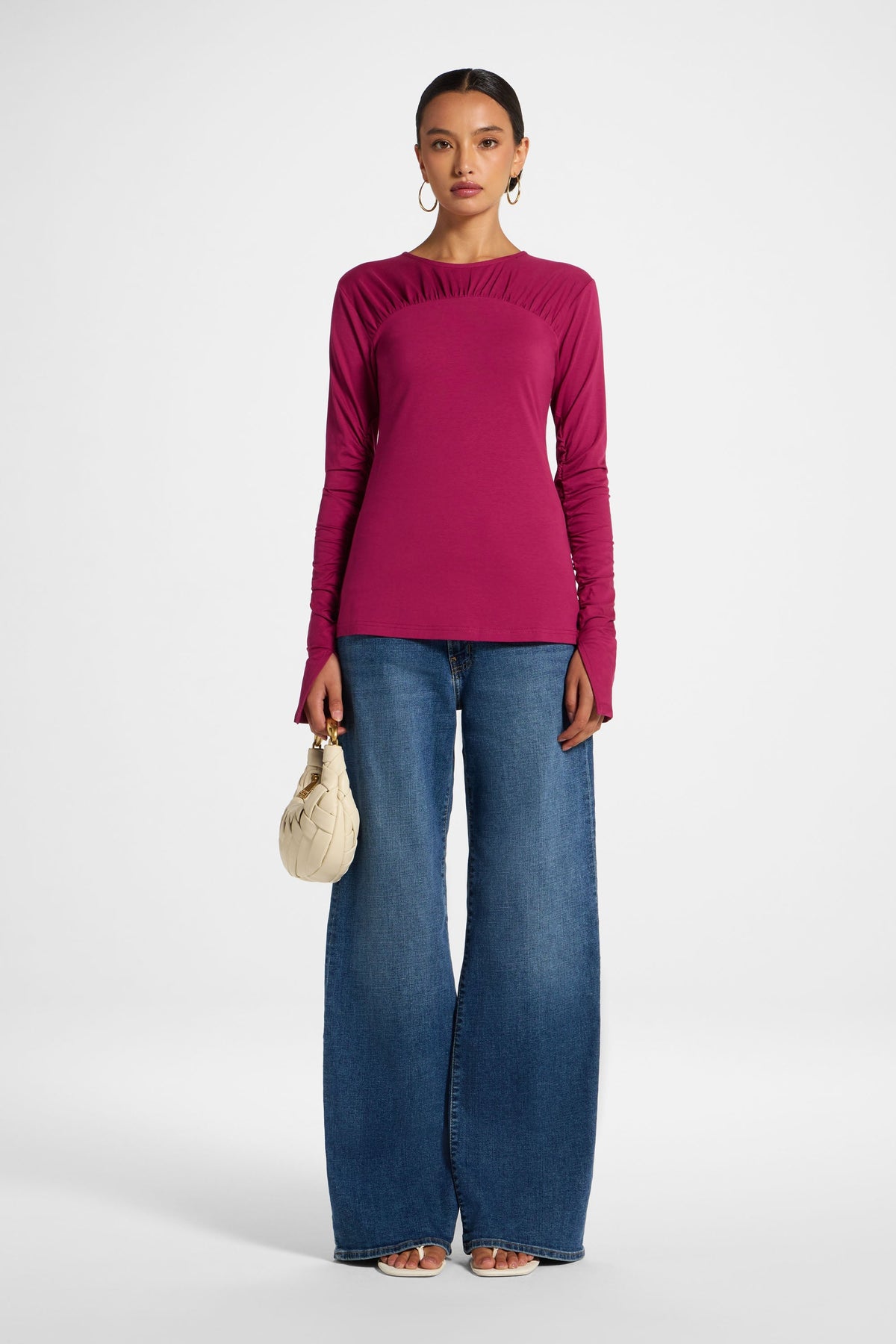 Ruched Sleeve Top - Mulberry Top Veiled