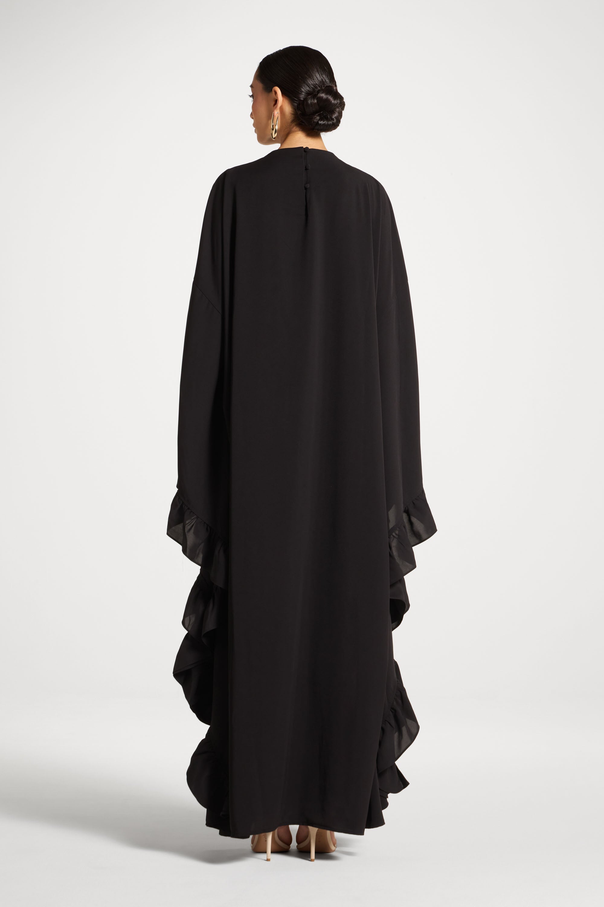 Ruffle Butterfly Abaya Dress - Black Abayas Veiled