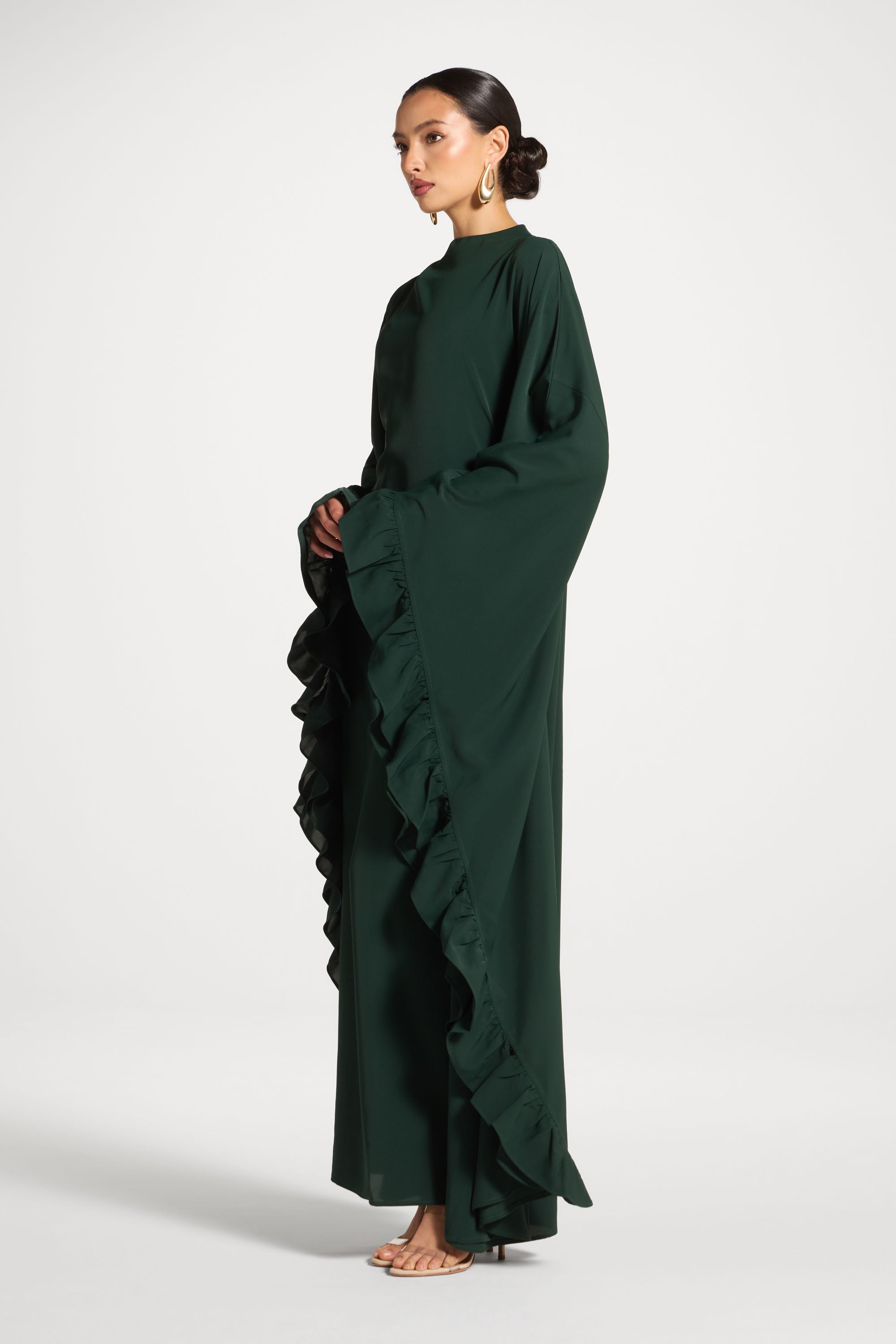 Ruffle Butterfly Abaya Dress - Emerald Abayas Veiled