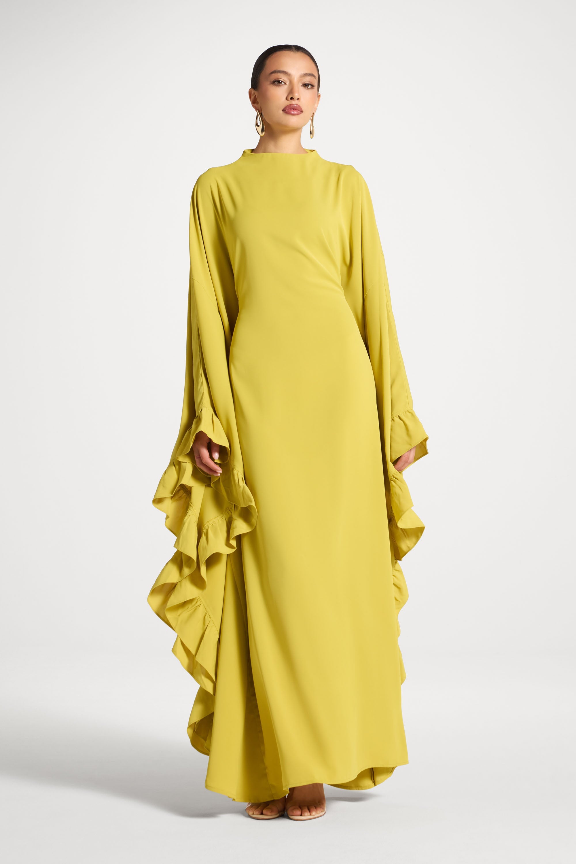Ruffle Butterfly Abaya Dress - Mango Mint Abayas Veiled