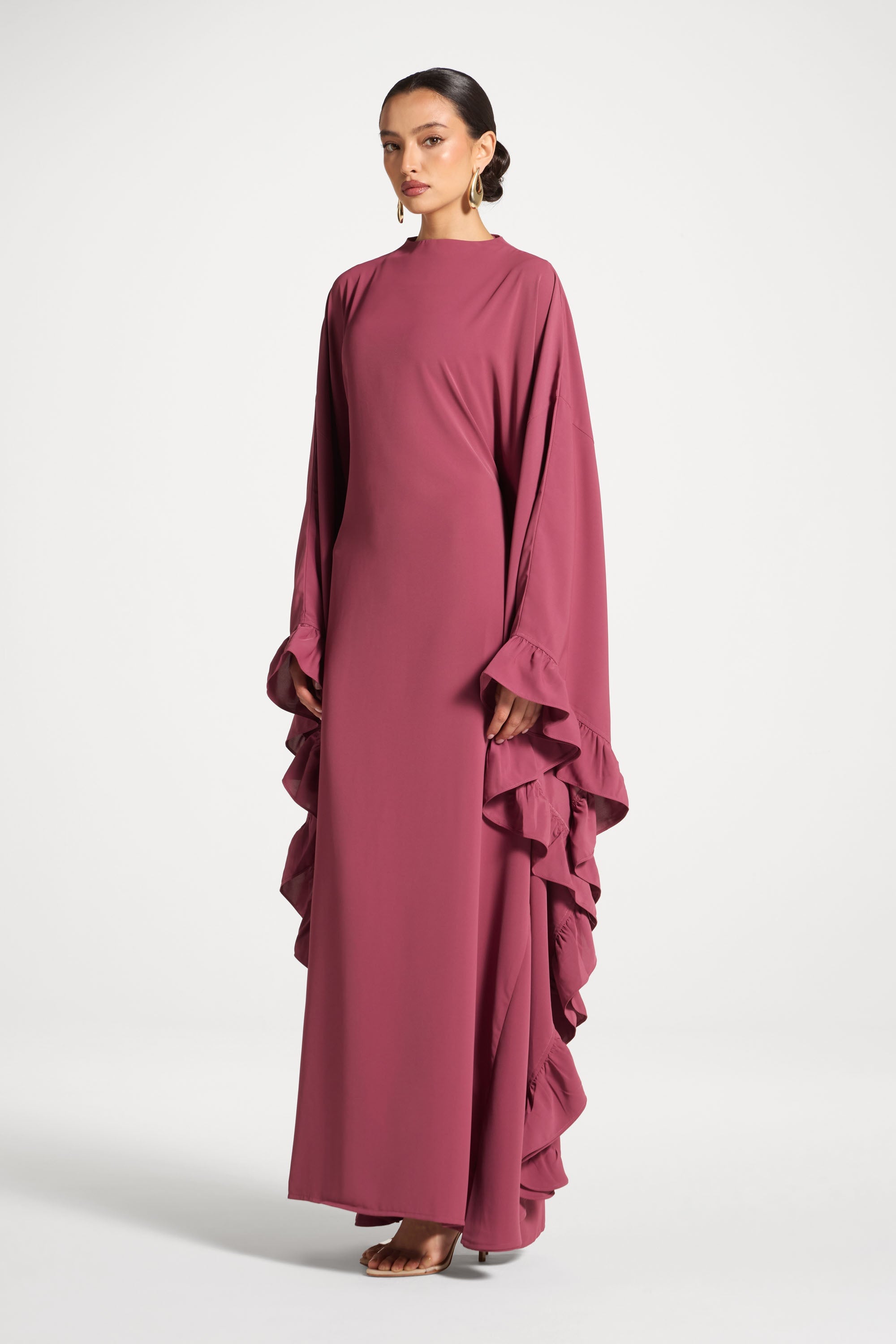 Ruffle Butterfly Abaya Dress - Rose Abayas Veiled