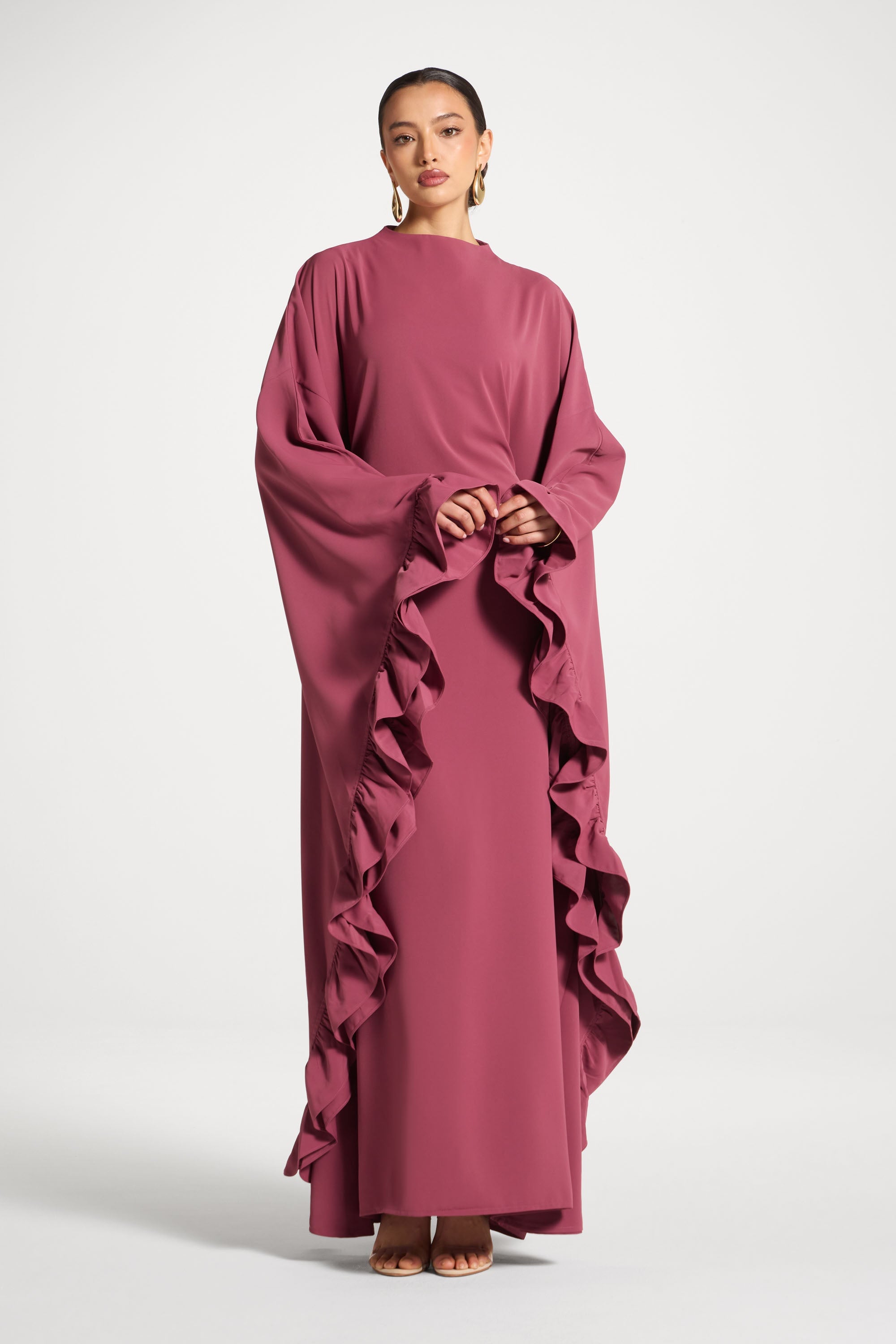Ruffle Butterfly Abaya Dress - Rose Abayas Veiled