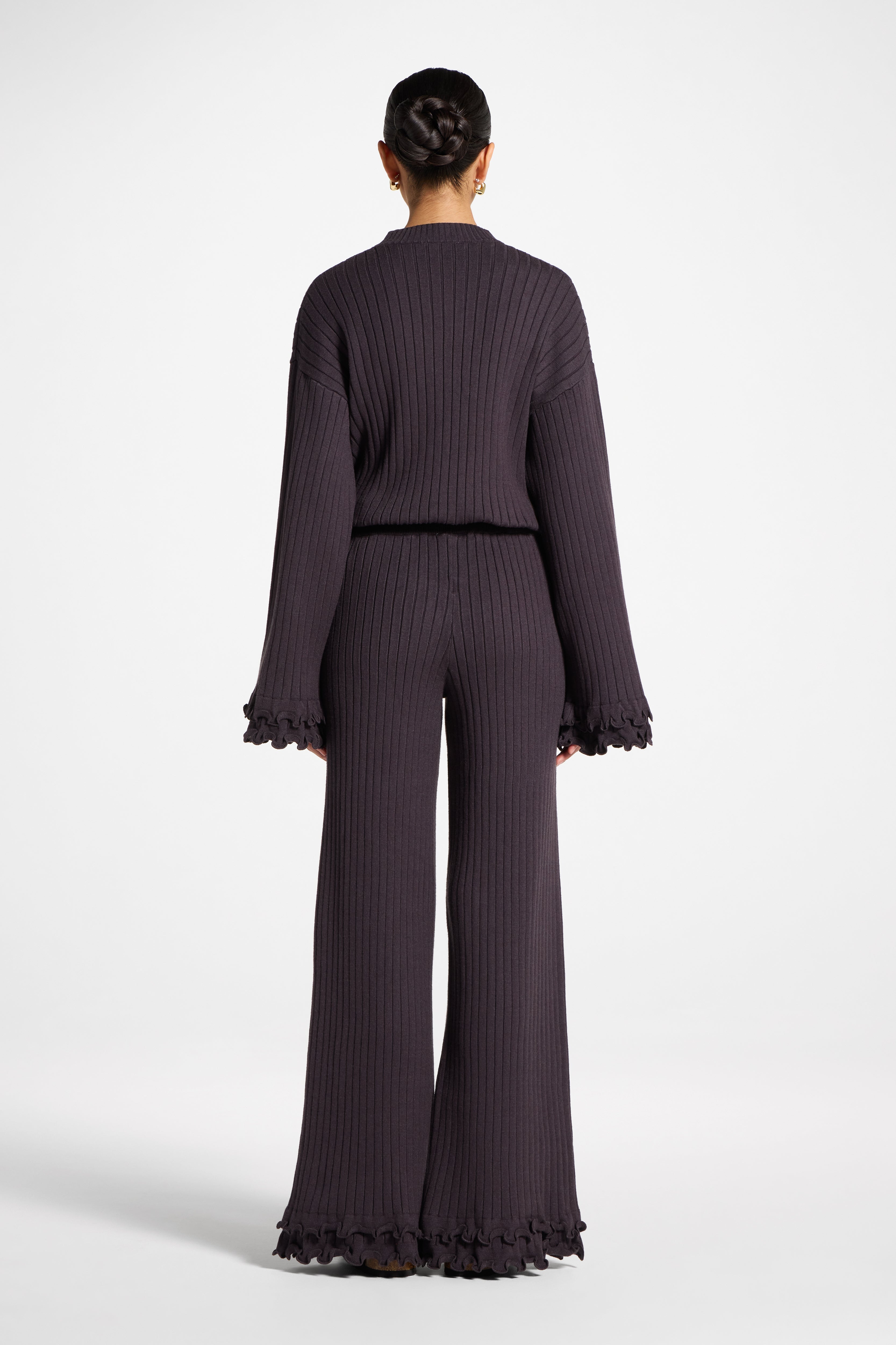 Ruffle Hem Knit Pants - Peppercorn Abayas Veiled