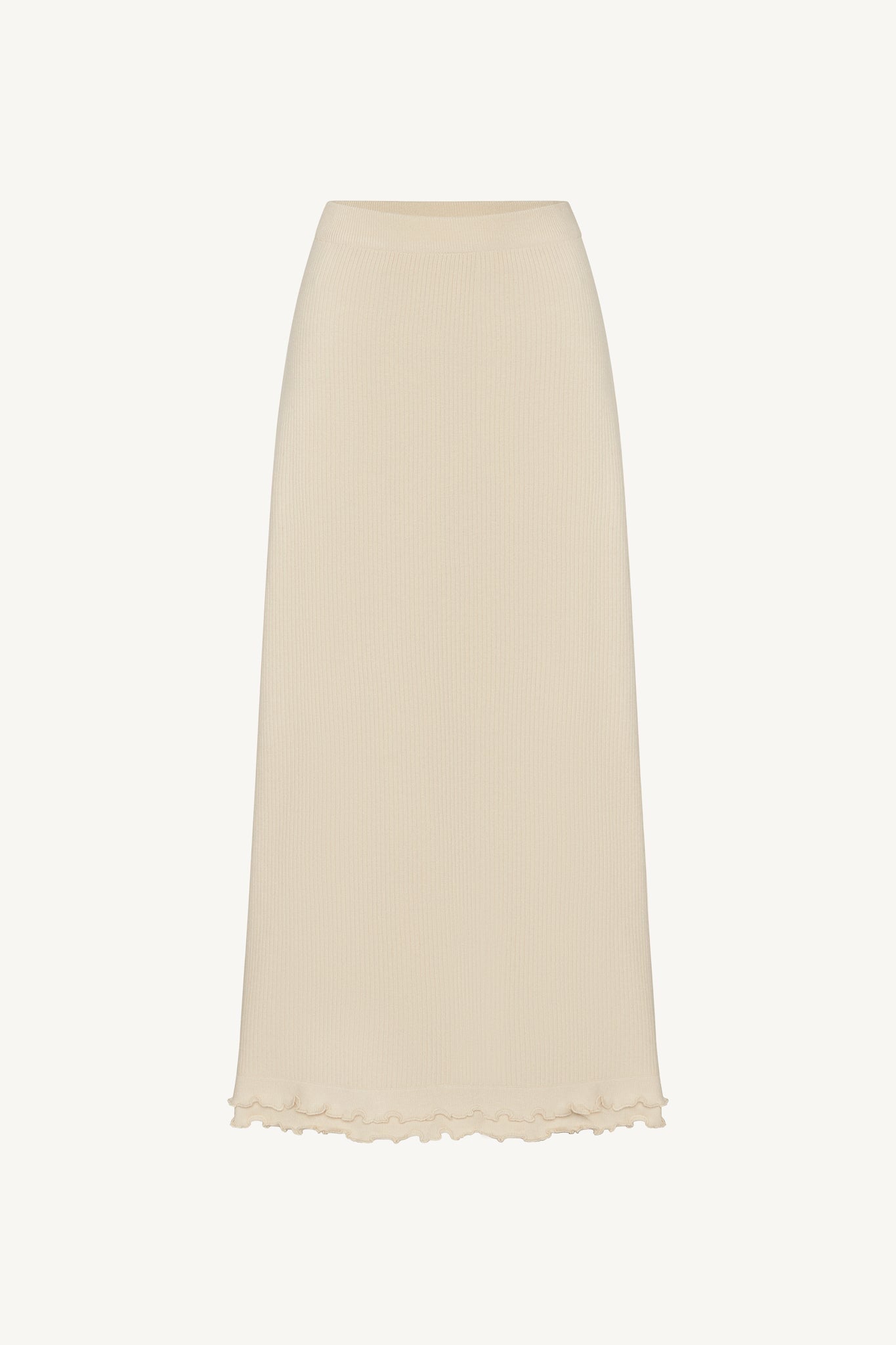 Ruffle Hem Knit Skirt - Ivory Abayas Veiled