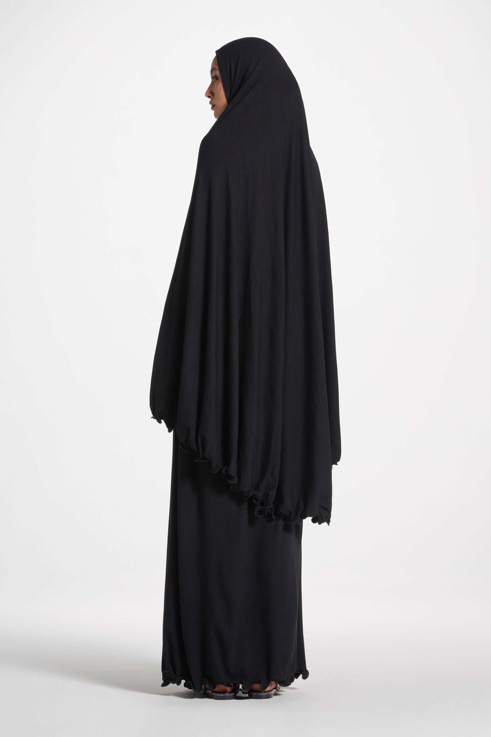 Ruffle Jersey Prayer Set - Black Sets Veiled