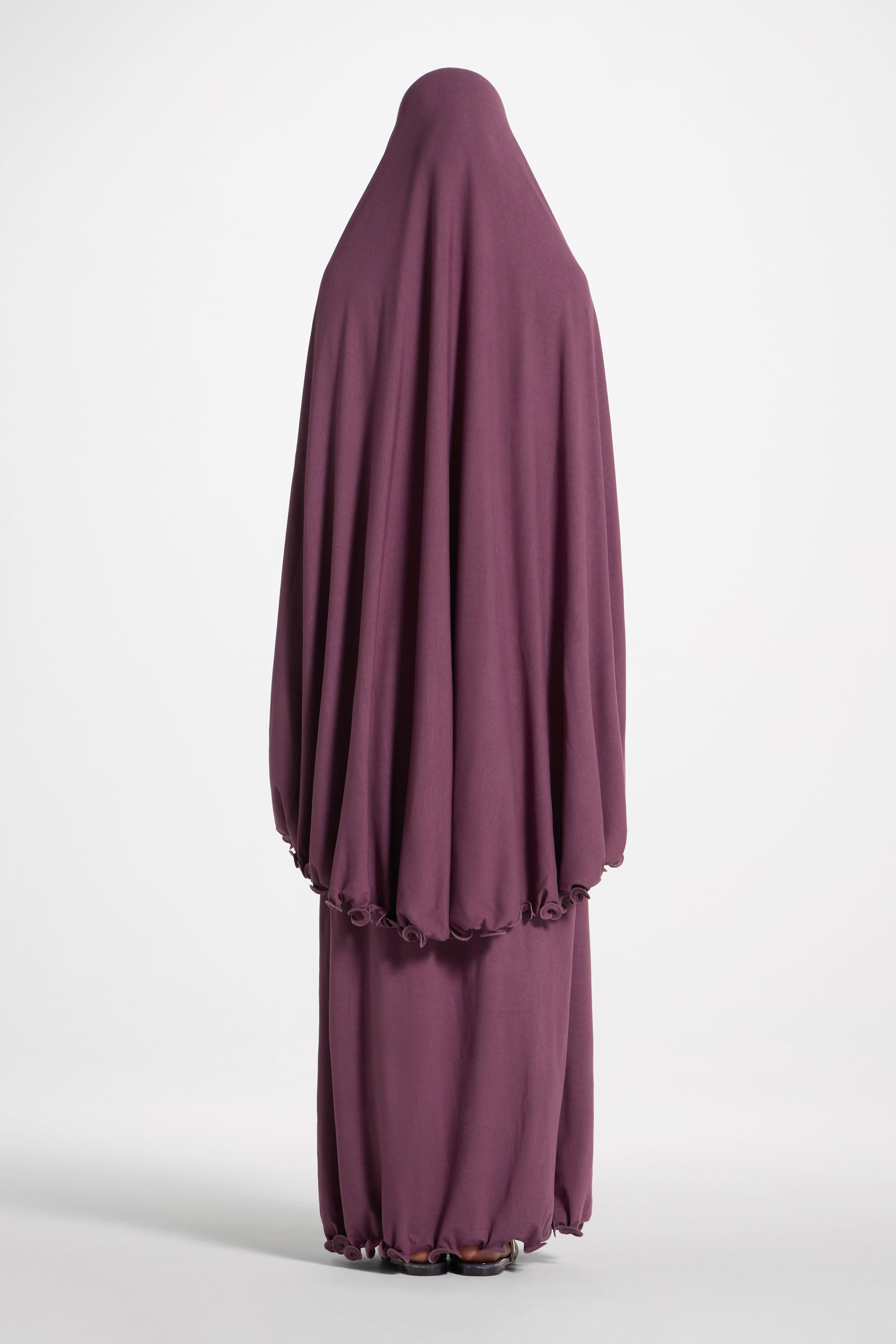 Ruffle Jersey Prayer Set - Black Plum Sets Veiled