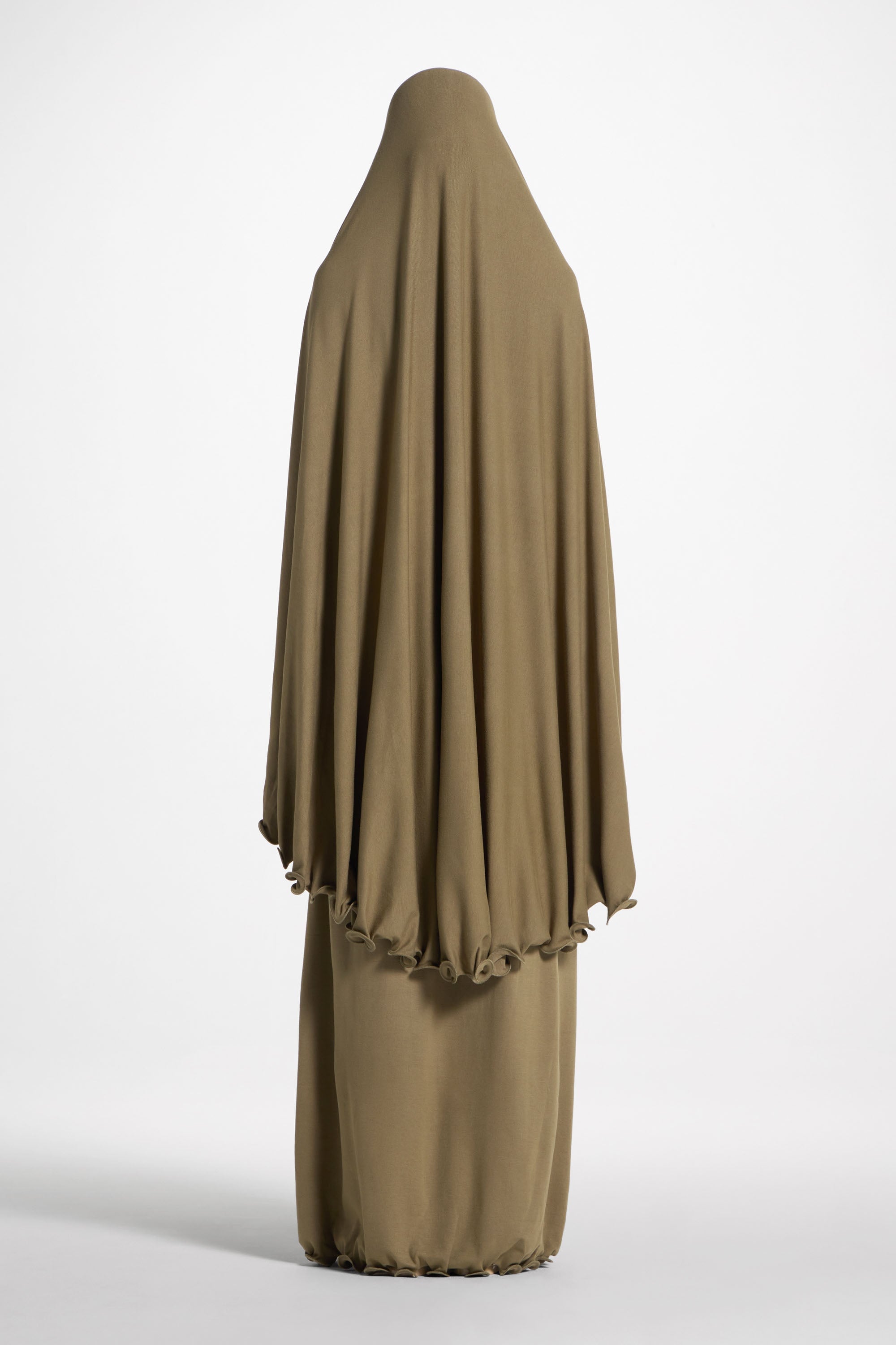 Ruffle Jersey Prayer Set - Olive Sets Veiled