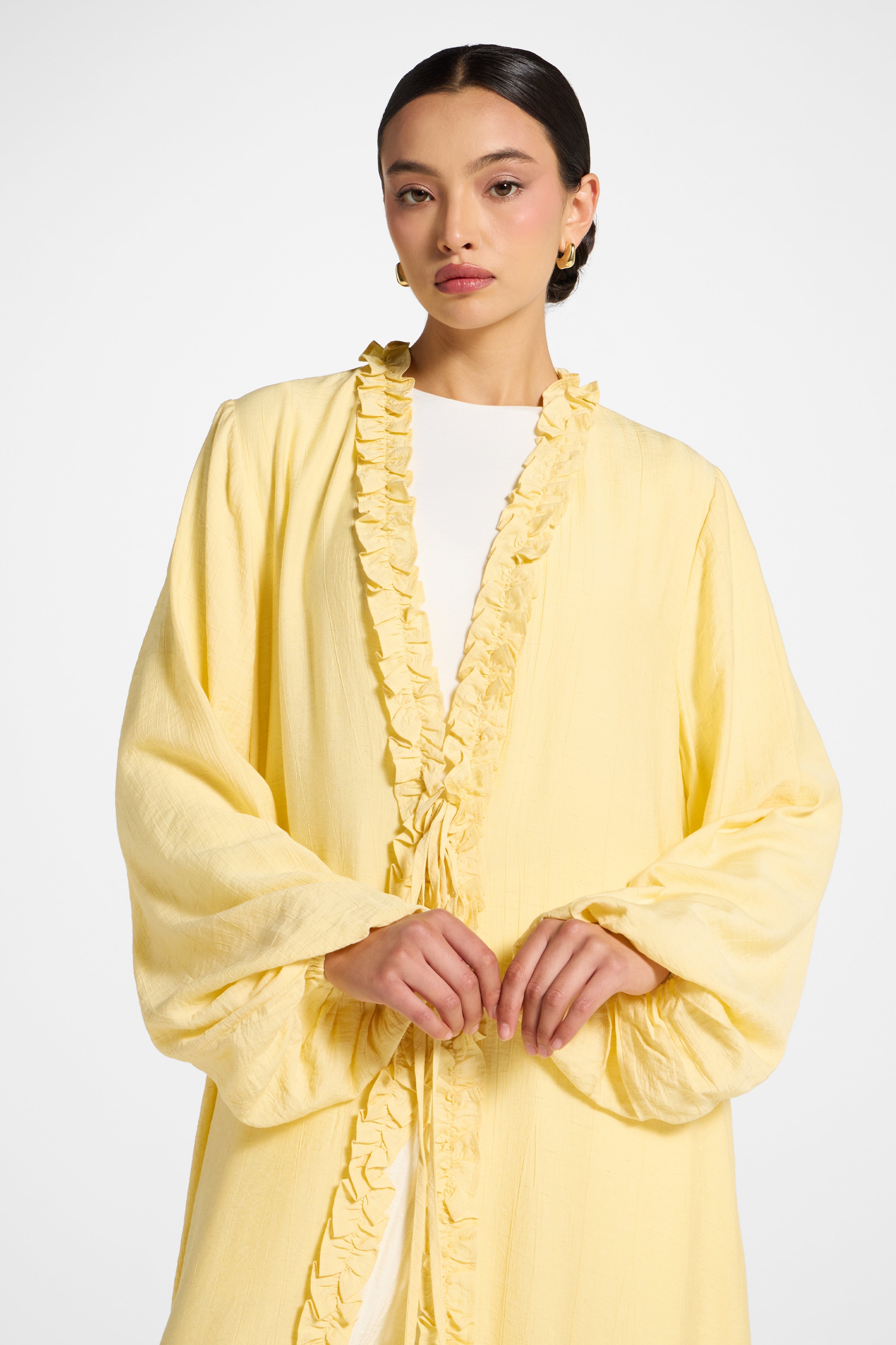 Ruffle Tie Front Abaya - Banana Abayas Veiled