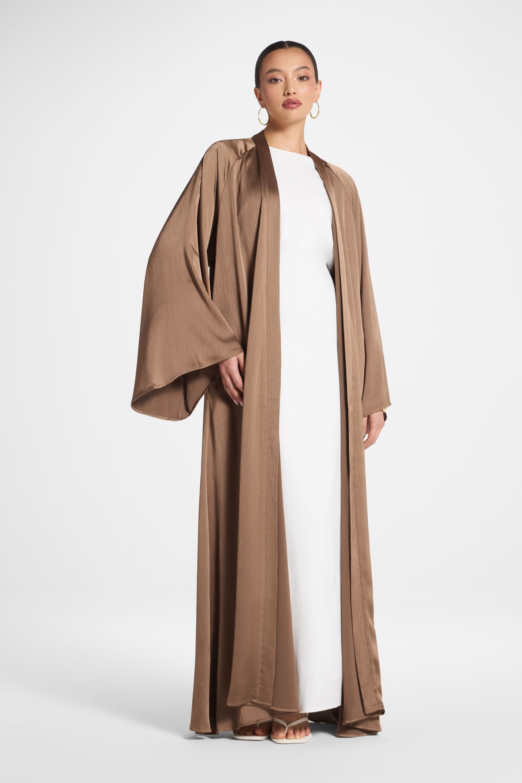 Sabeen Open Abaya - Mushroom Abayas Veiled