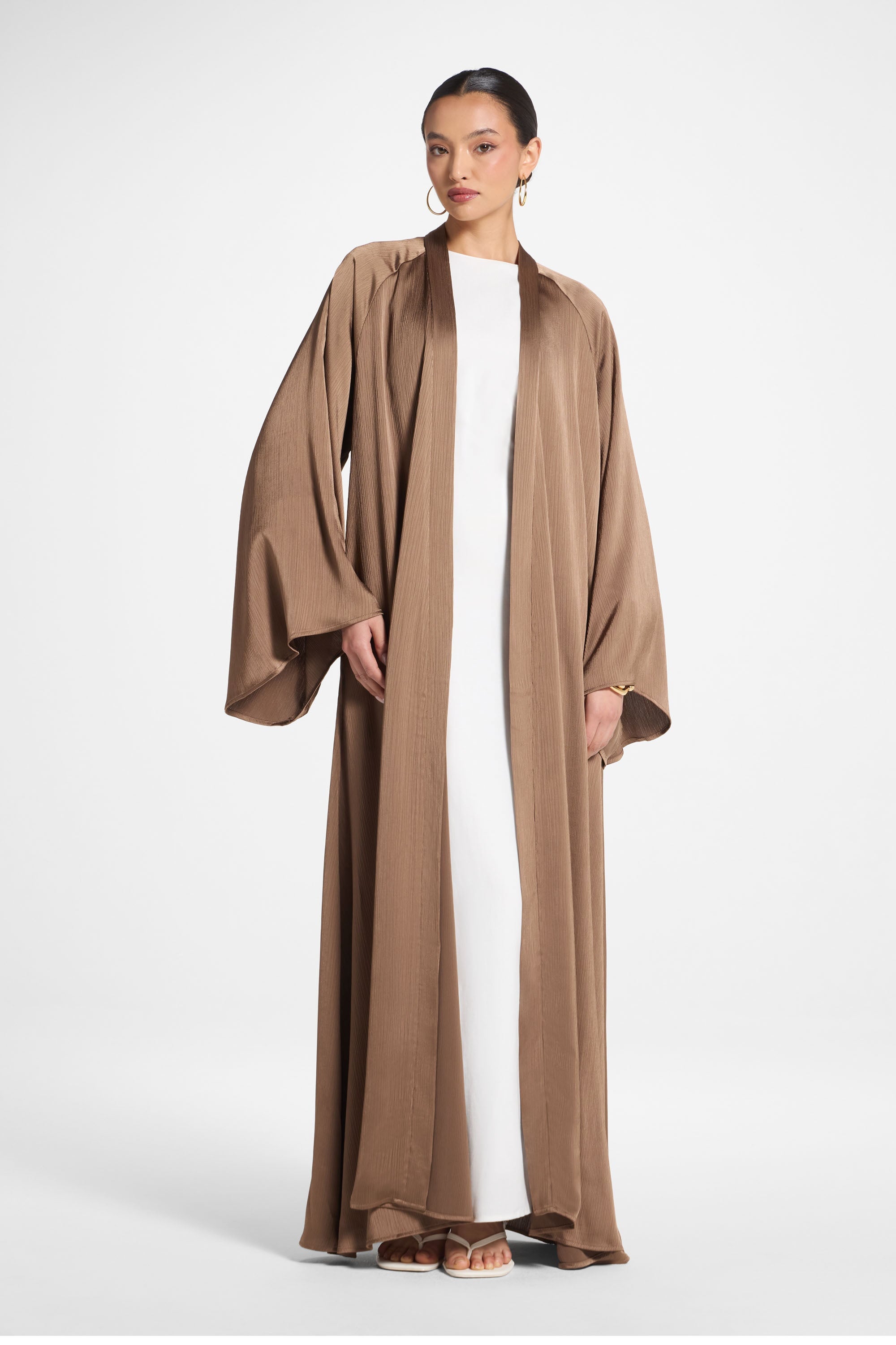 Sabeen Open Abaya - Mushroom Abayas Veiled