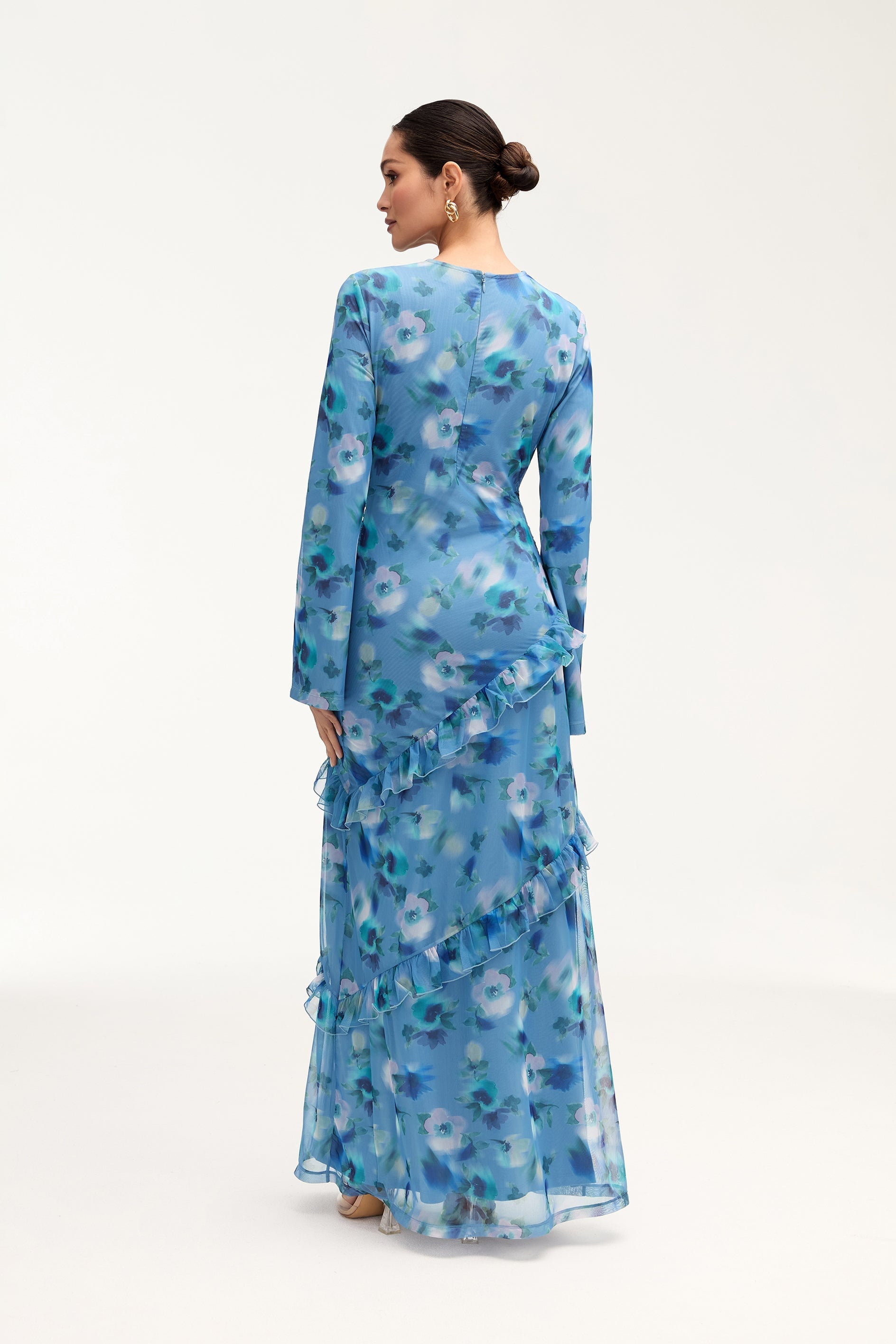 Sabrina Waterfall Mesh Maxi Dress - Floral Clothing Veiled 
