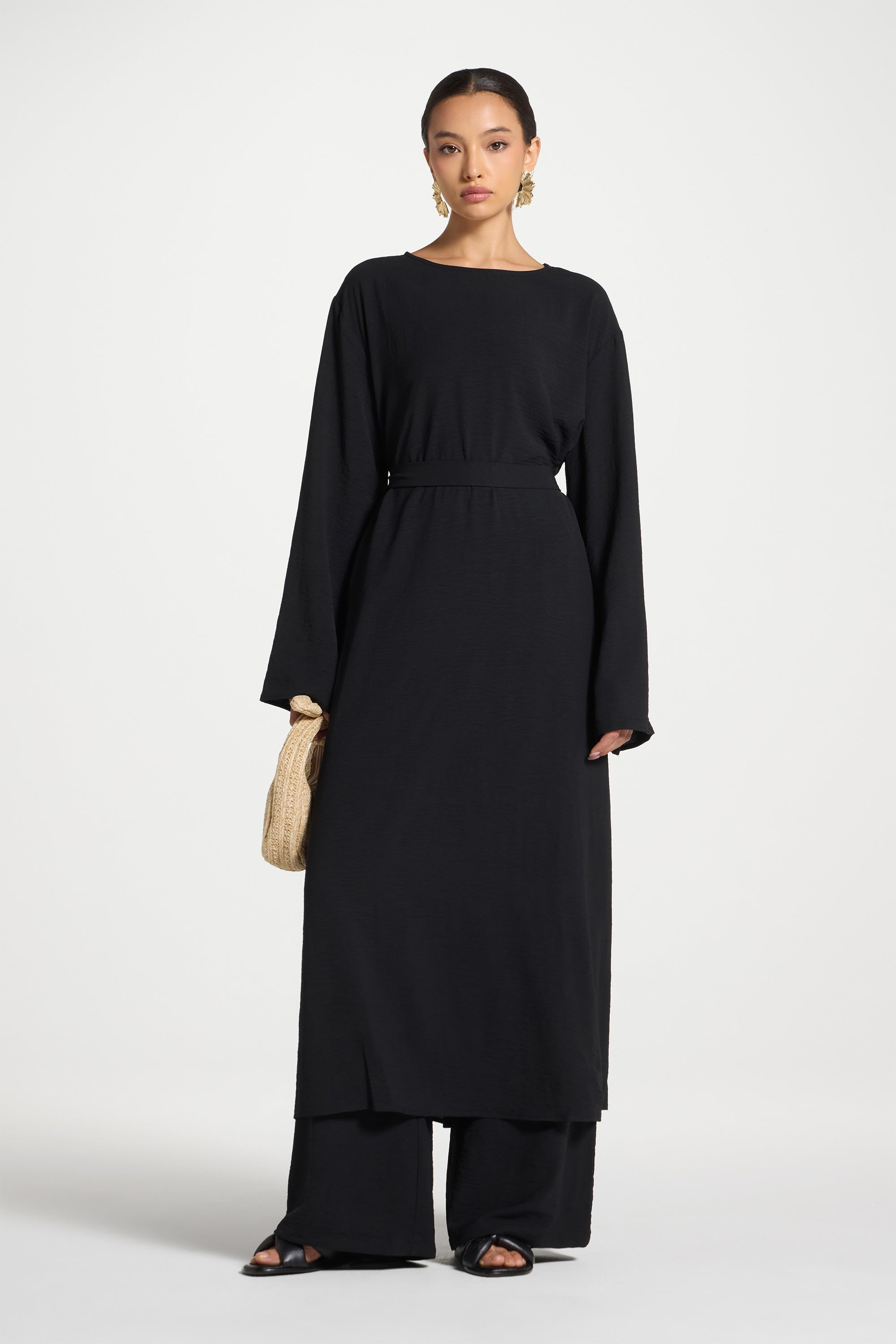 Safina Side Slit Tunic - Black Abayas Veiled