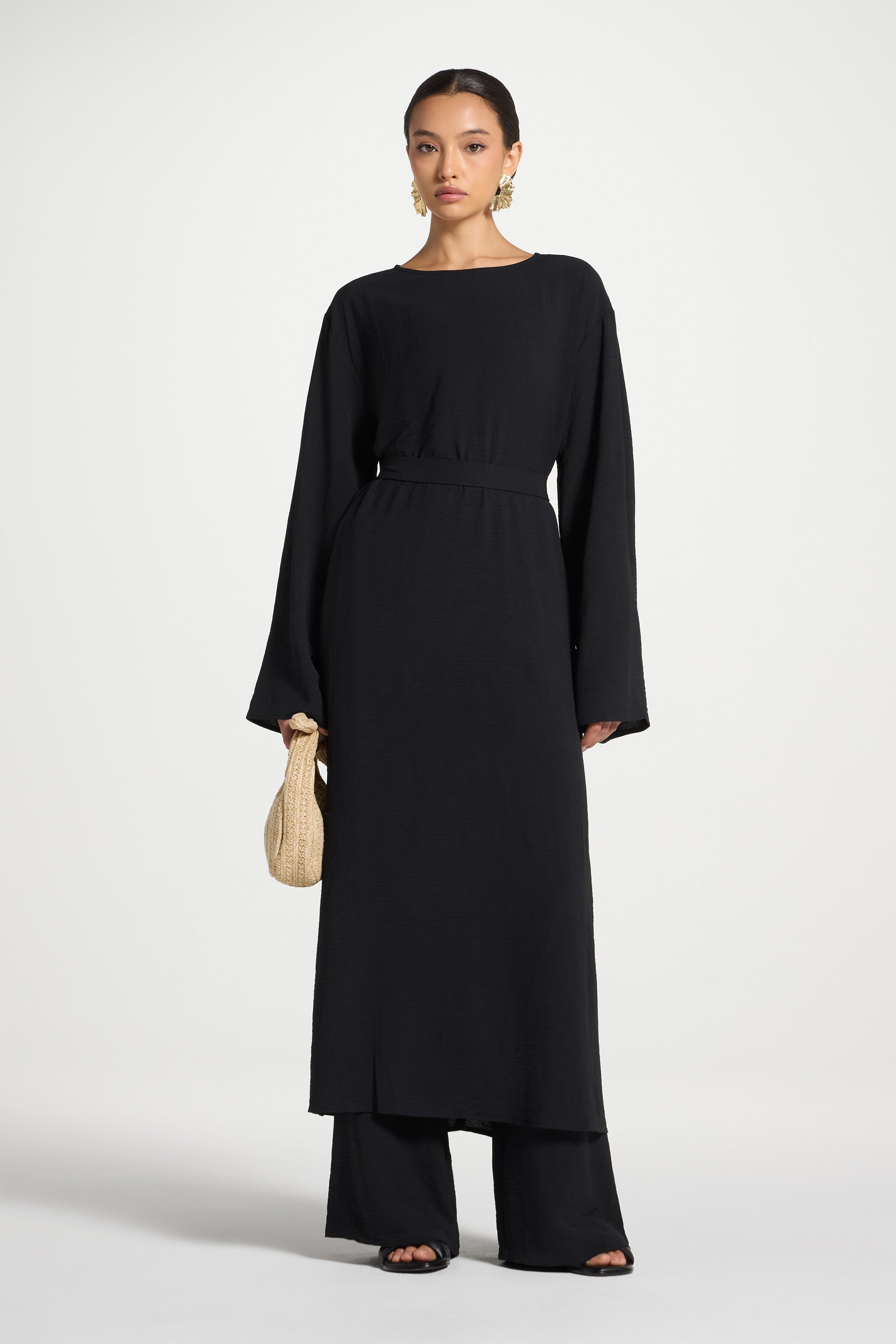 Safina Side Slit Tunic - Black Abayas Veiled