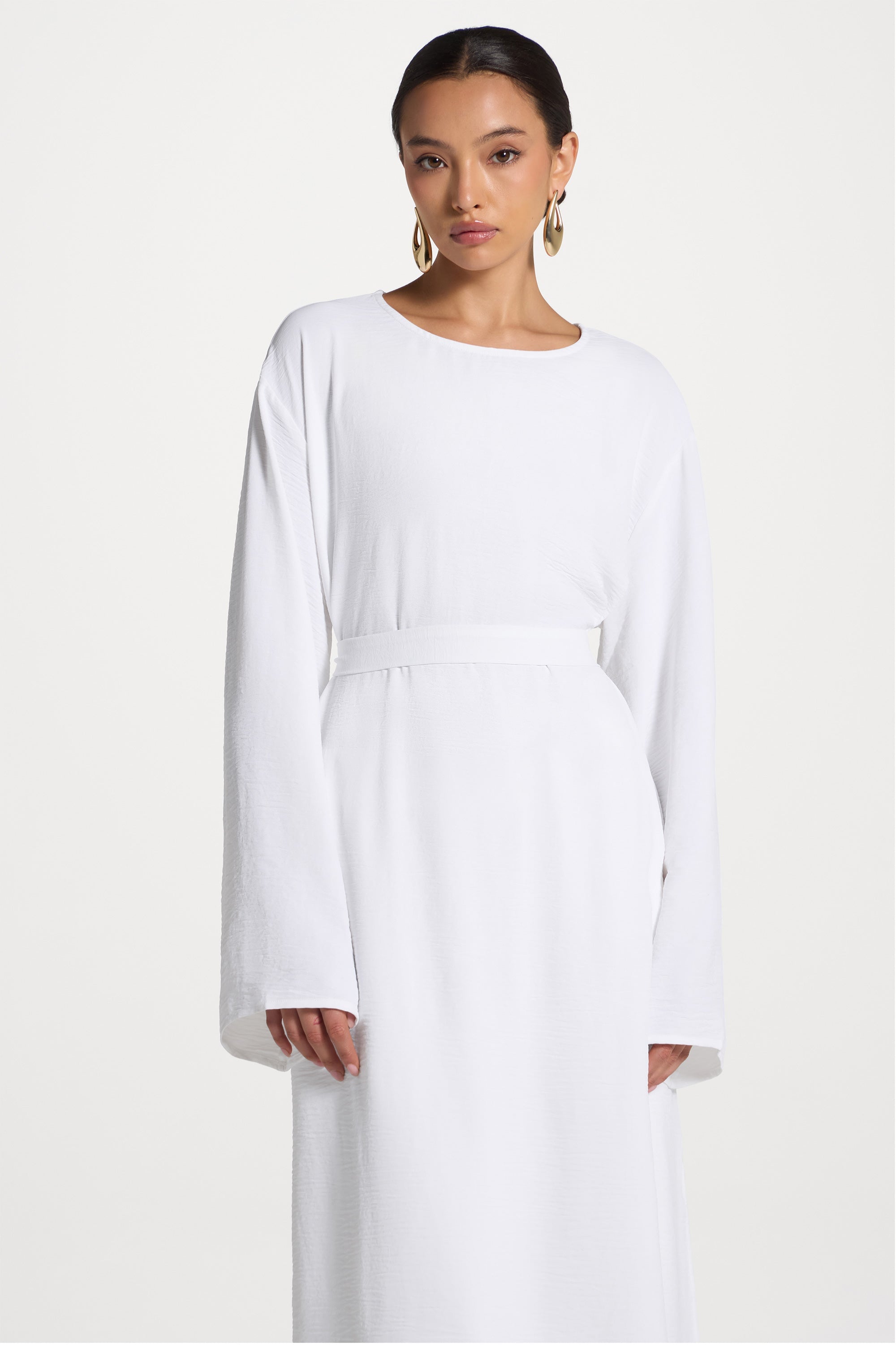 Safina Side Slit Tunic - White Abayas Veiled