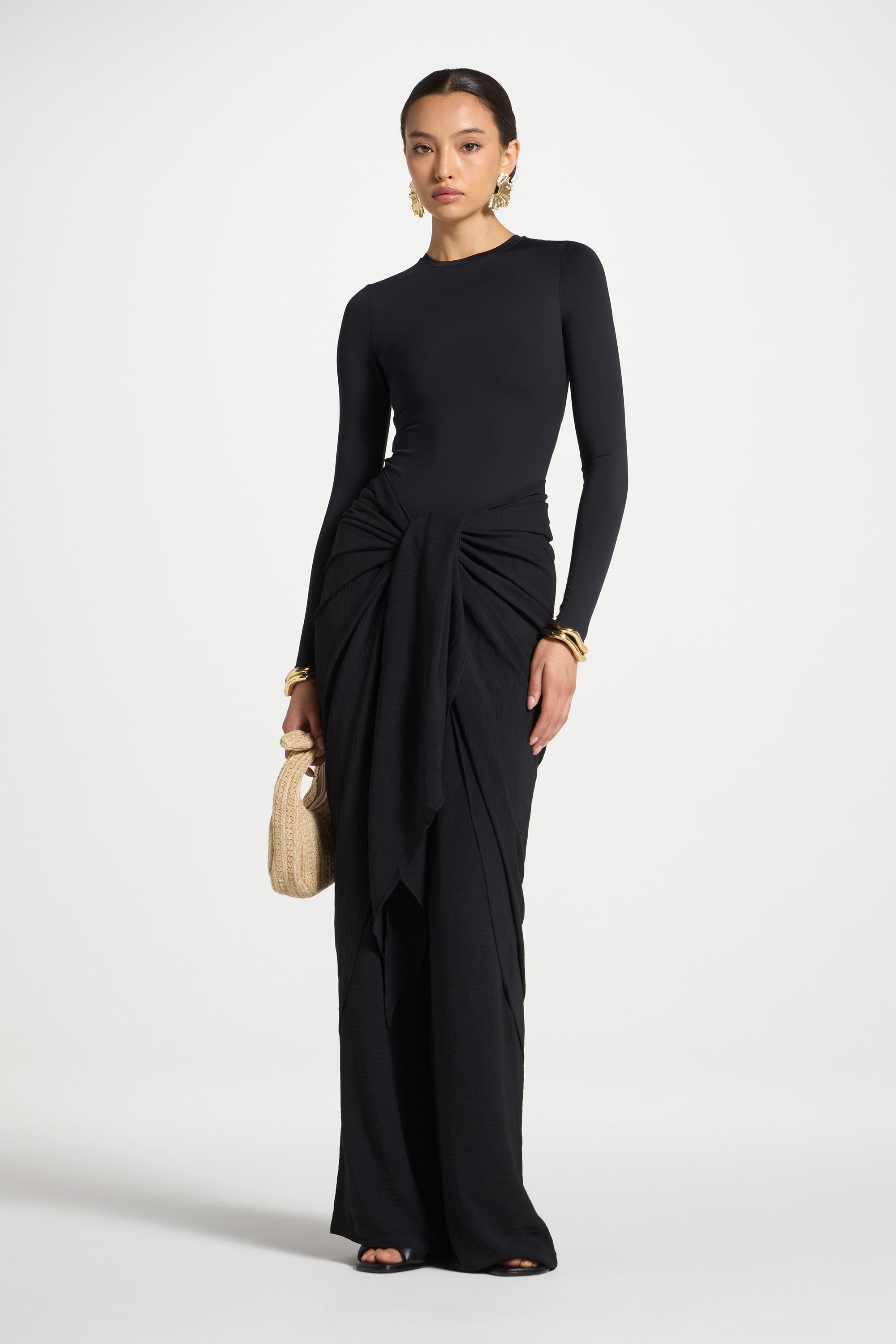 Safina Wrap Sarong & Pants Set - Black Abayas Veiled