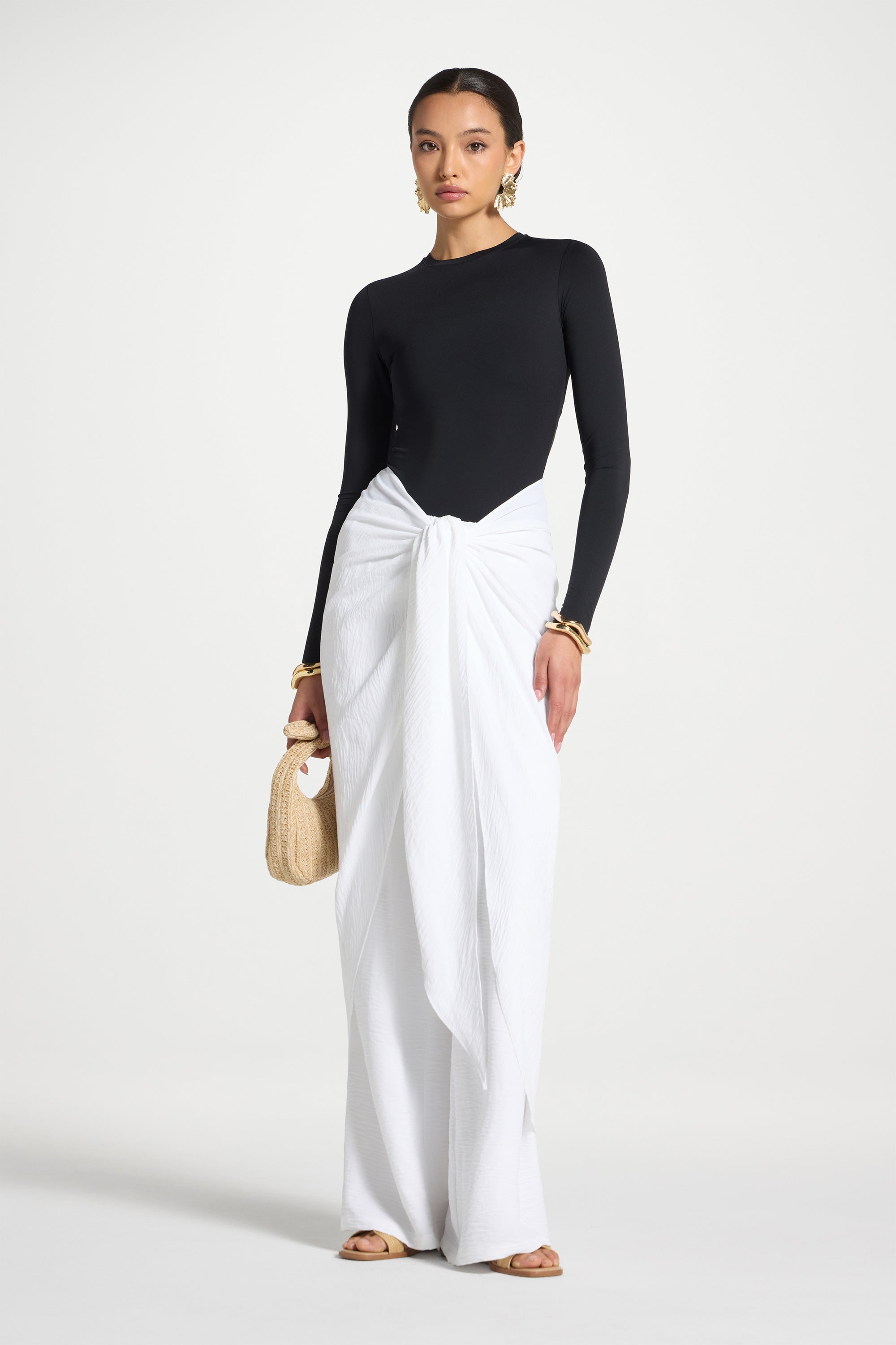 Safina Wrap Sarong & Pants Set - White Abayas Veiled