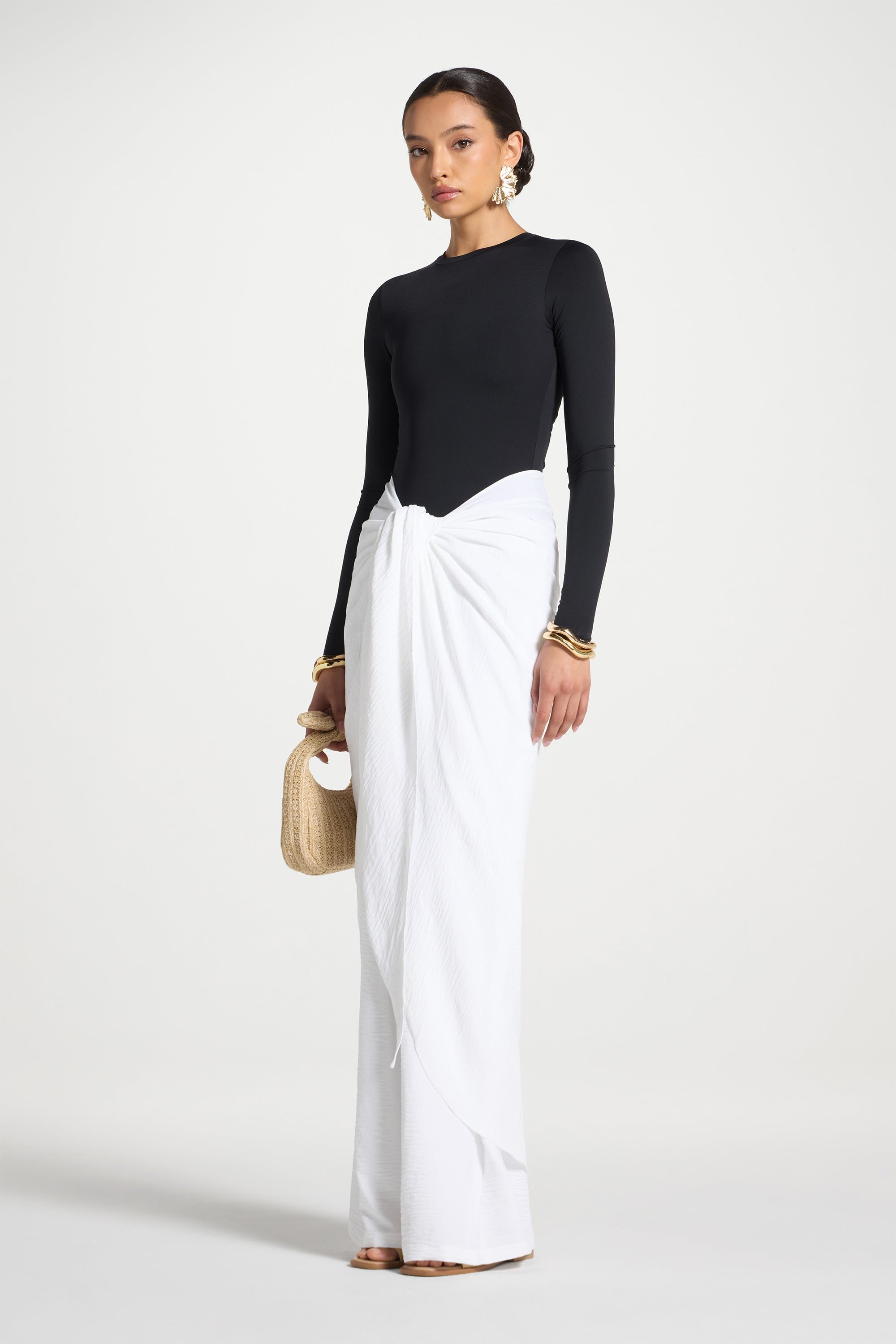 Safina Wrap Sarong & Pants Set - White Abayas Veiled